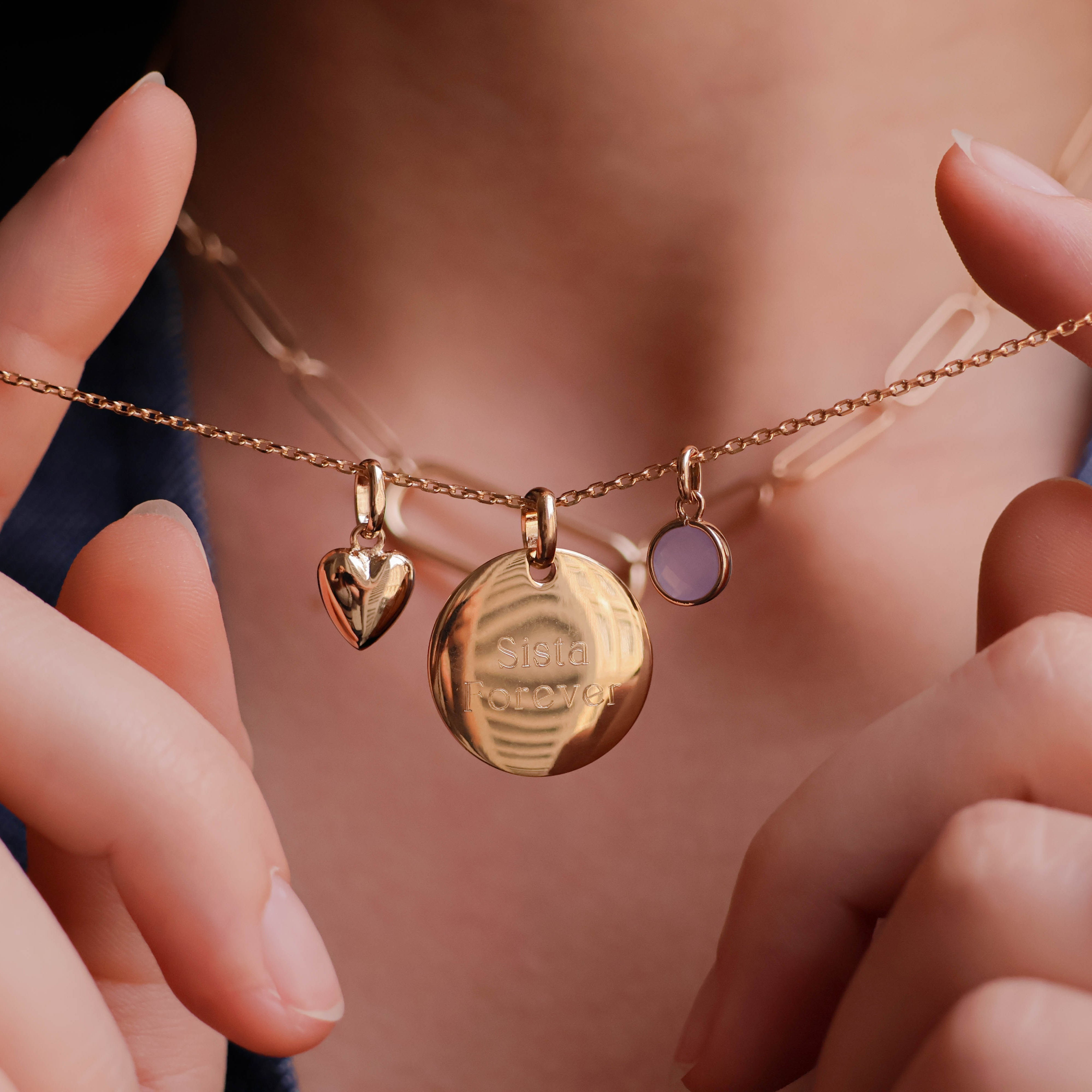 Domed heart charm gold-plated