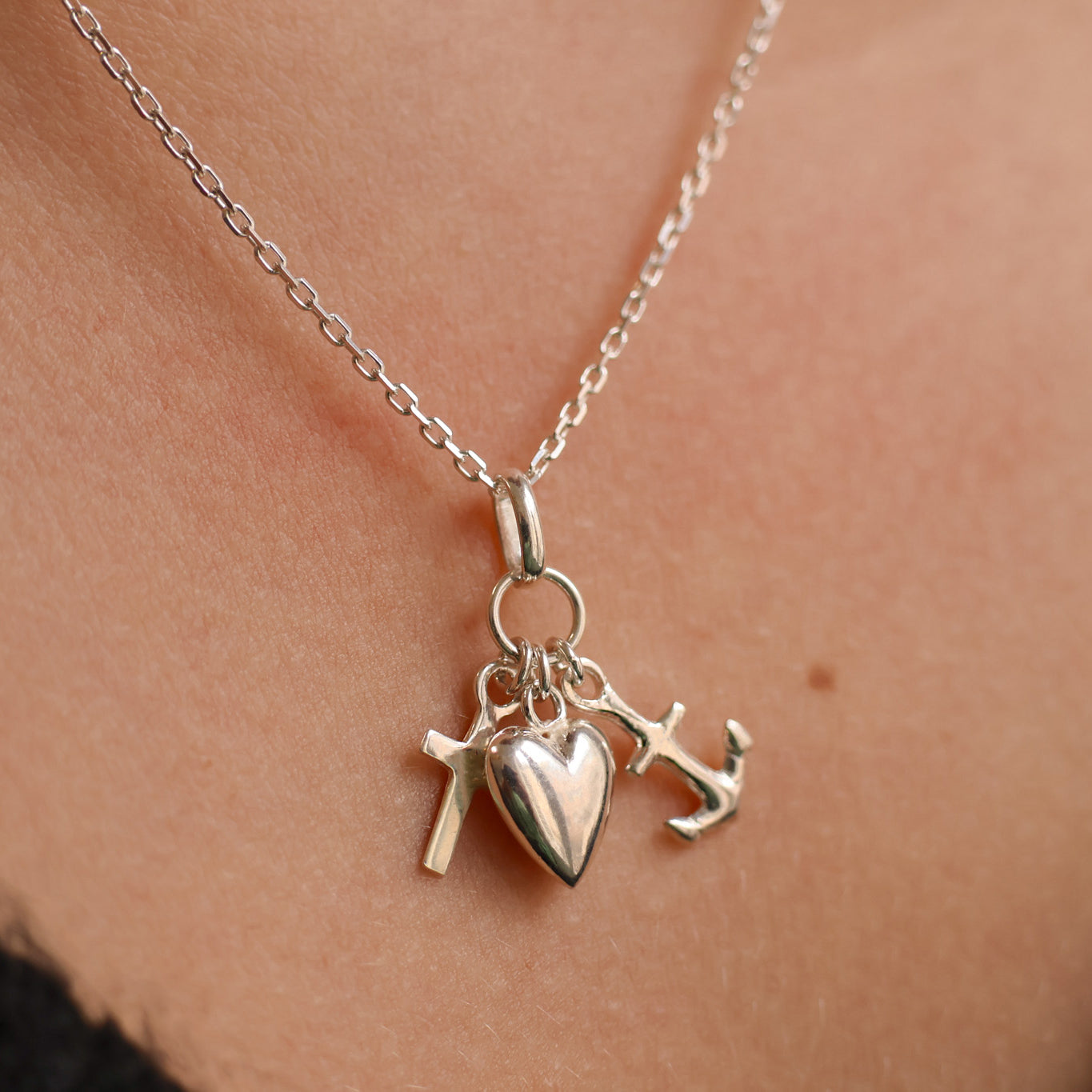 Three virtues charm sterling silver