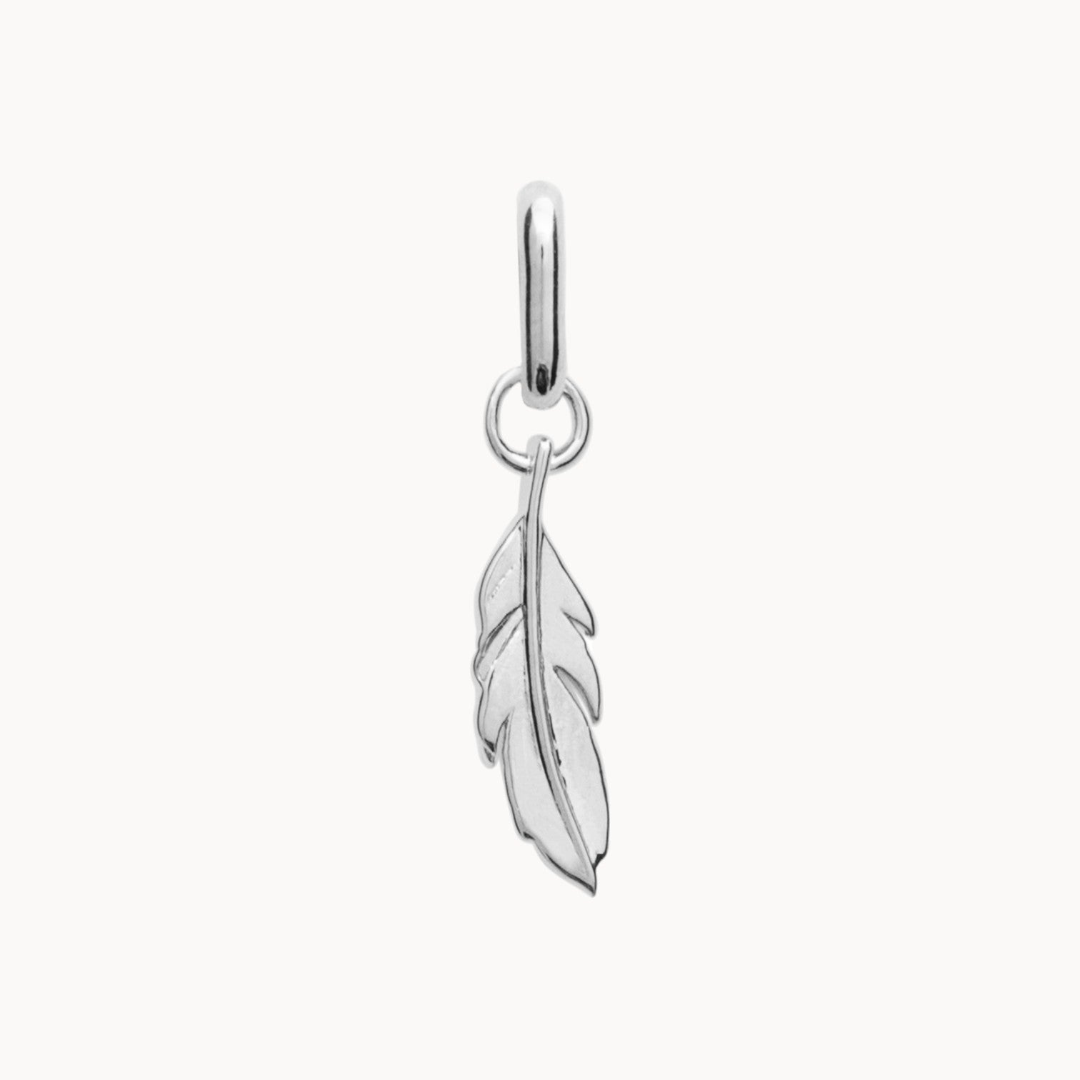 Feather charm 10mm sterling silver