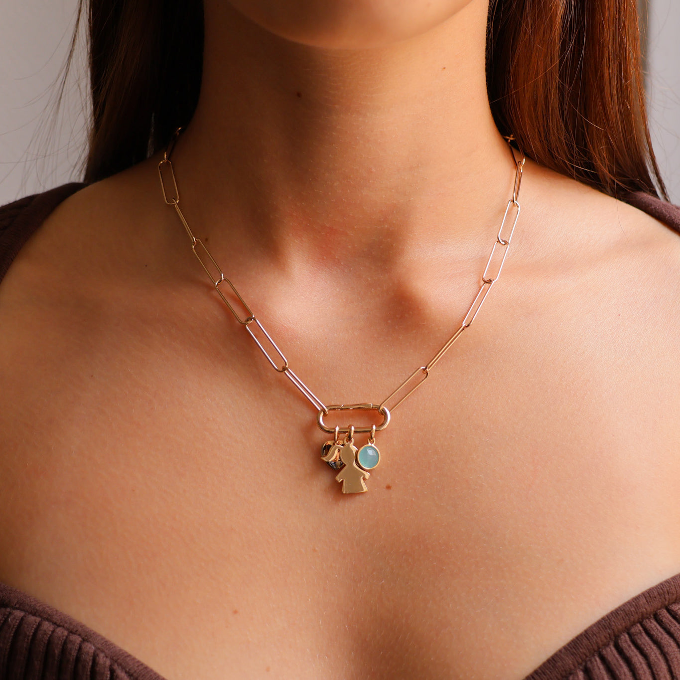 Solana charm pastel blue stone gold-plated