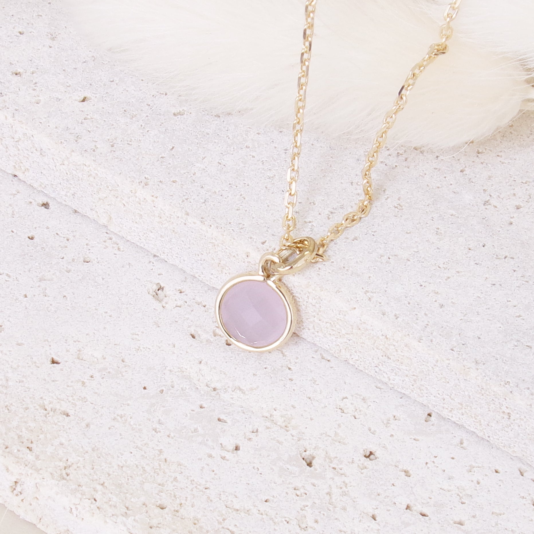 Solana charm pastel pink stone gold-plated
