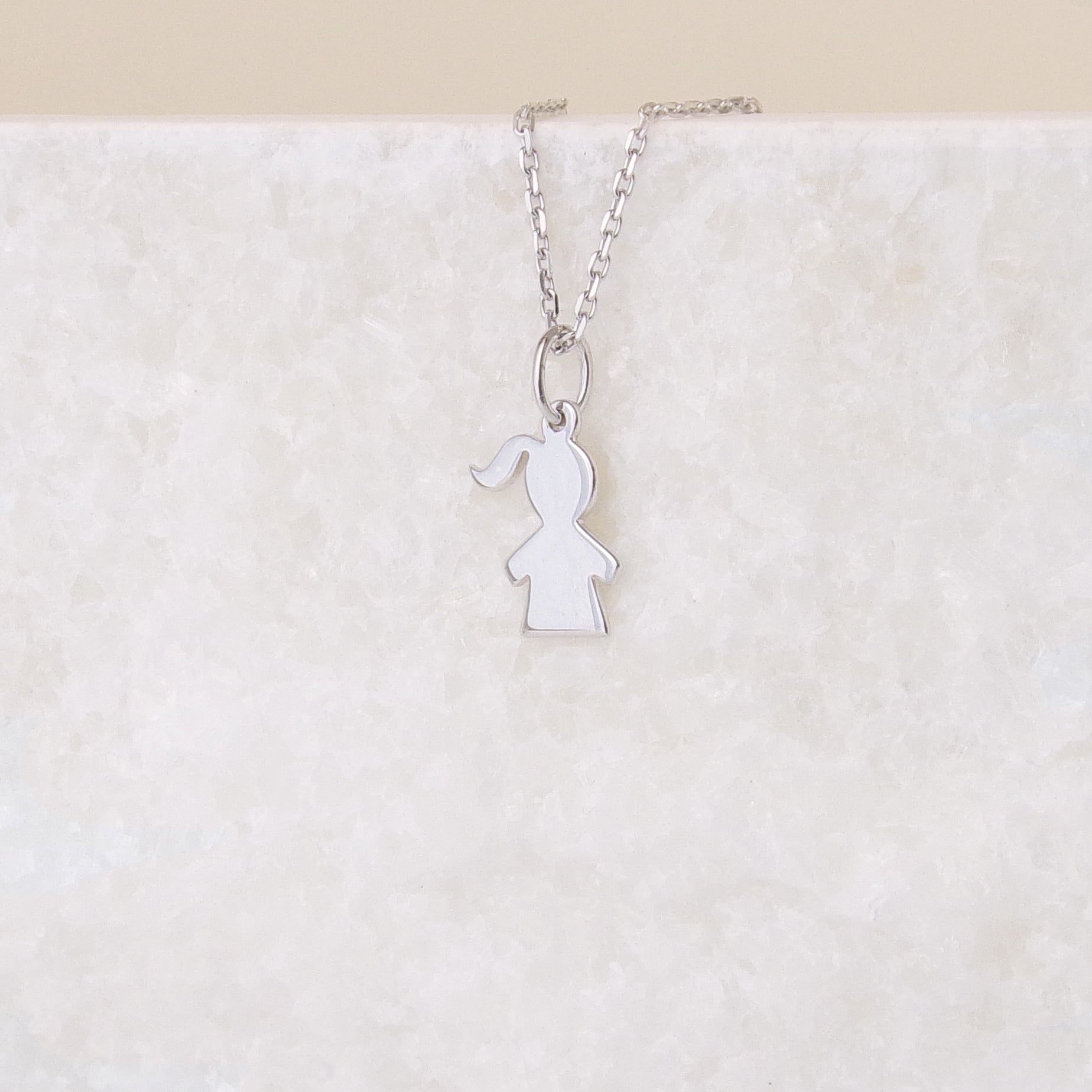 Girl silhouette charm 15mm sterling silver