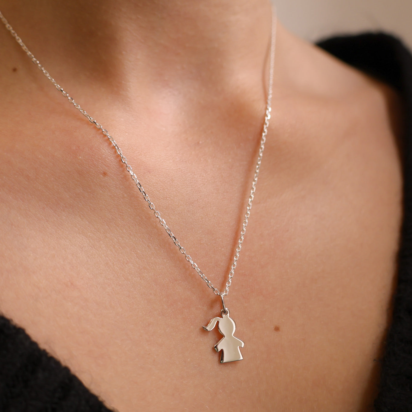 Girl silhouette charm 15mm sterling silver