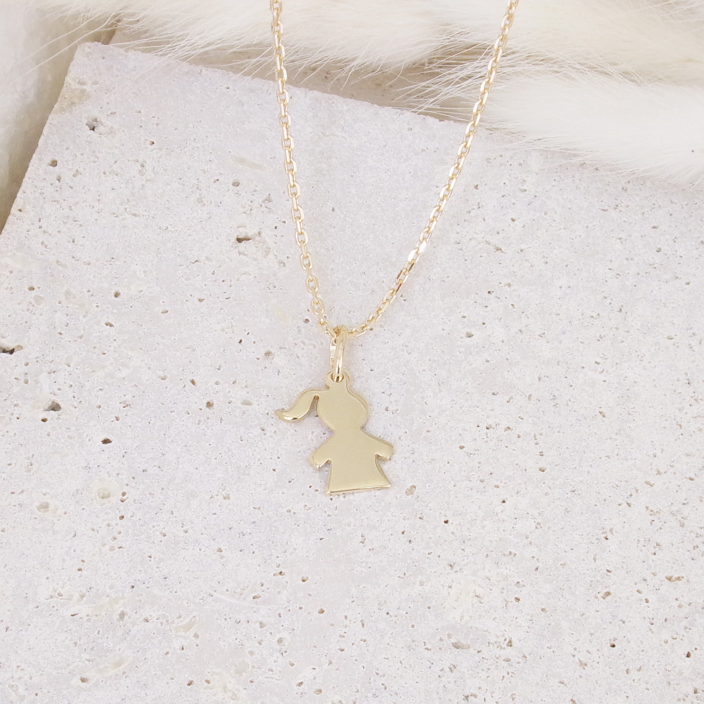 Girl silhouette charm 15mm gold-plated