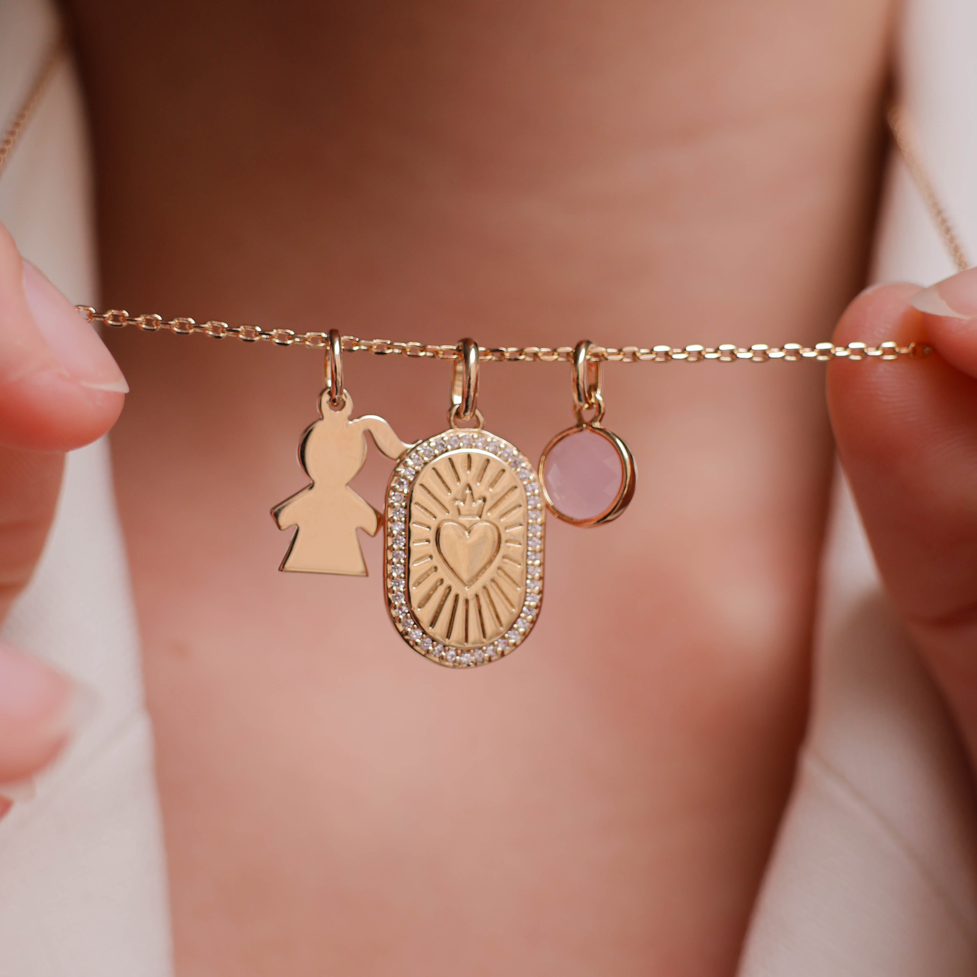 Girl silhouette charm 15mm gold-plated