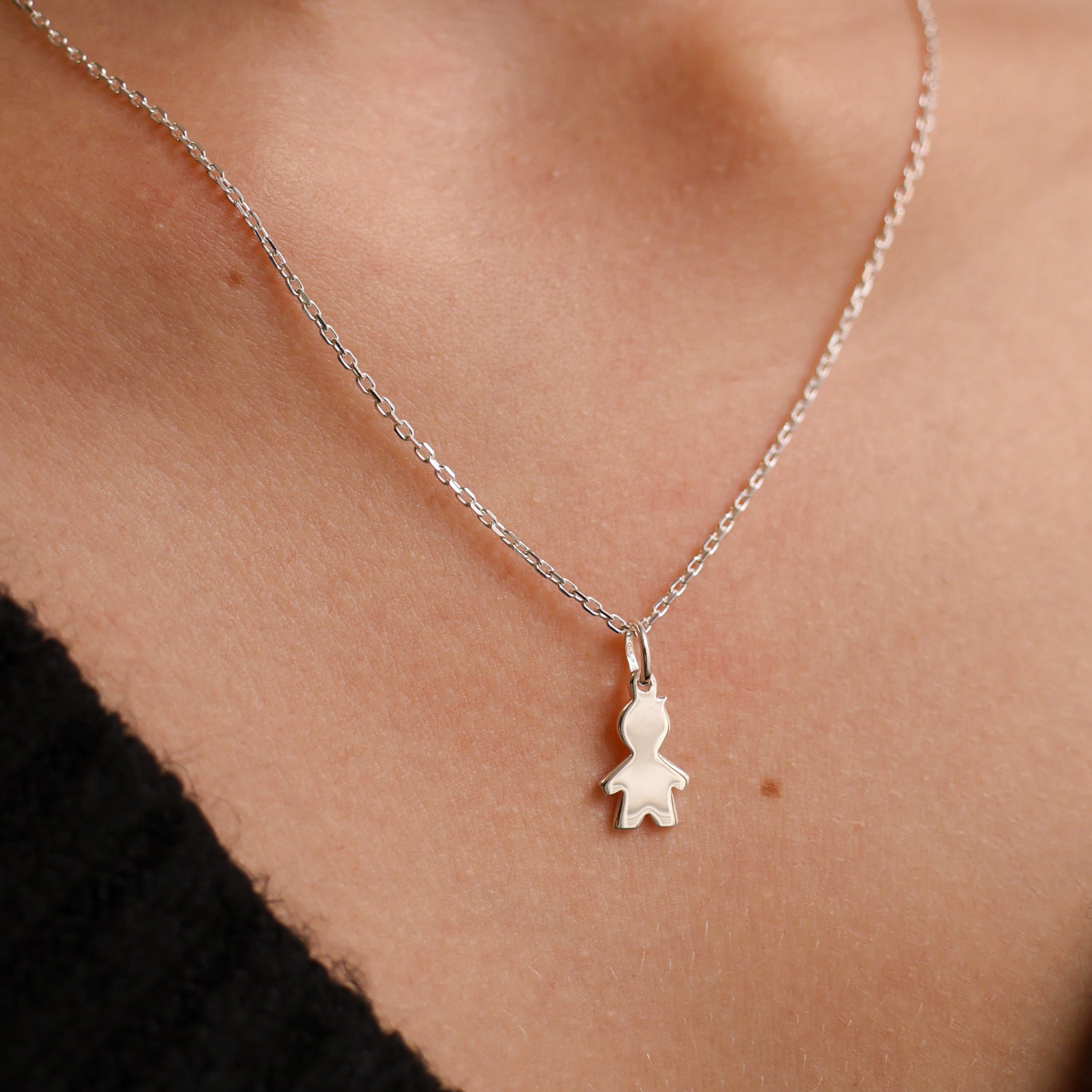 Boy silhouette Charm 15mm sterling silver