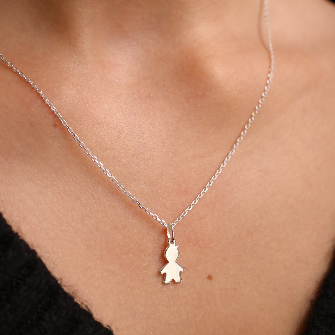 Boy silhouette Charm 15mm sterling silver