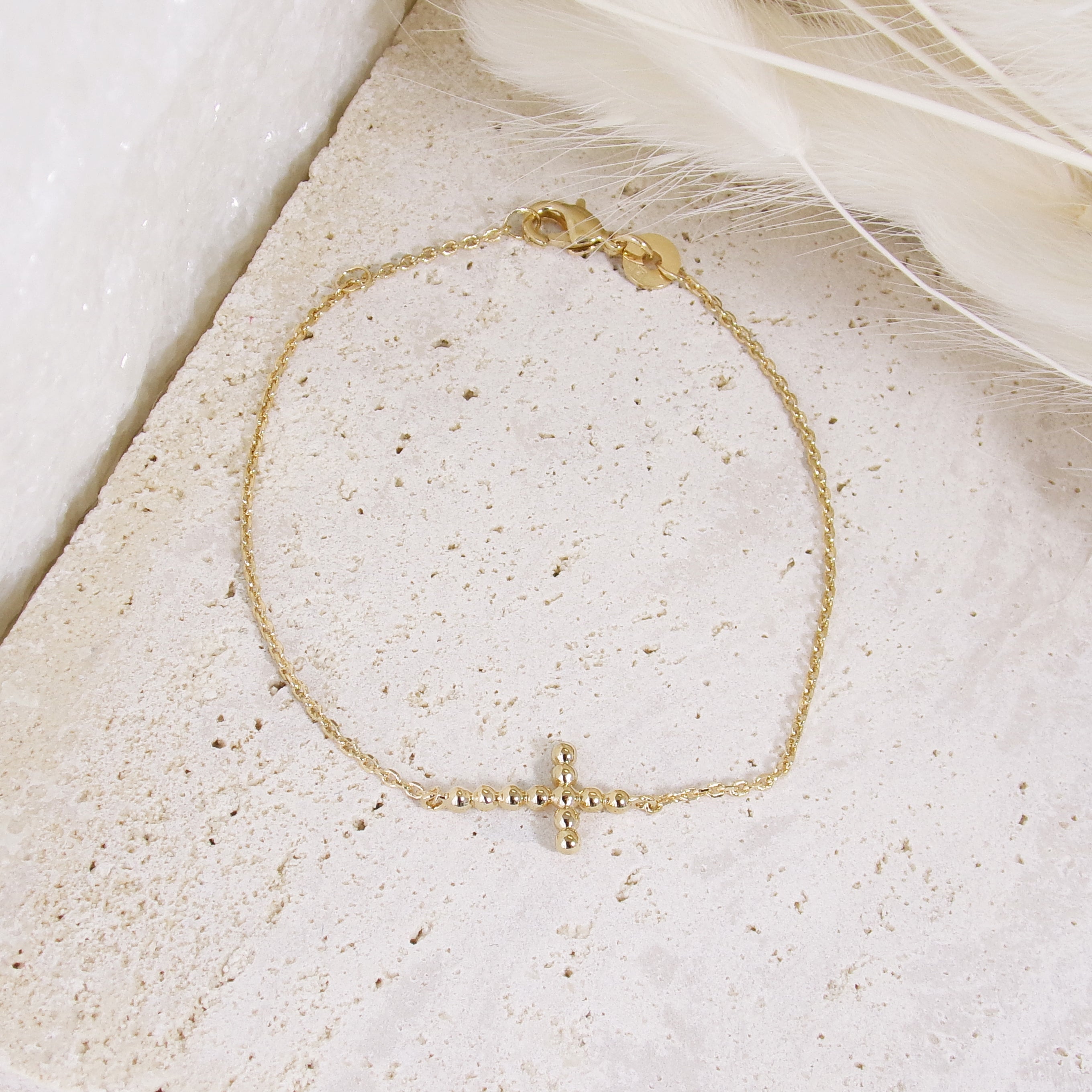 Fara Bracelet 18cm beaded cross gold-plated