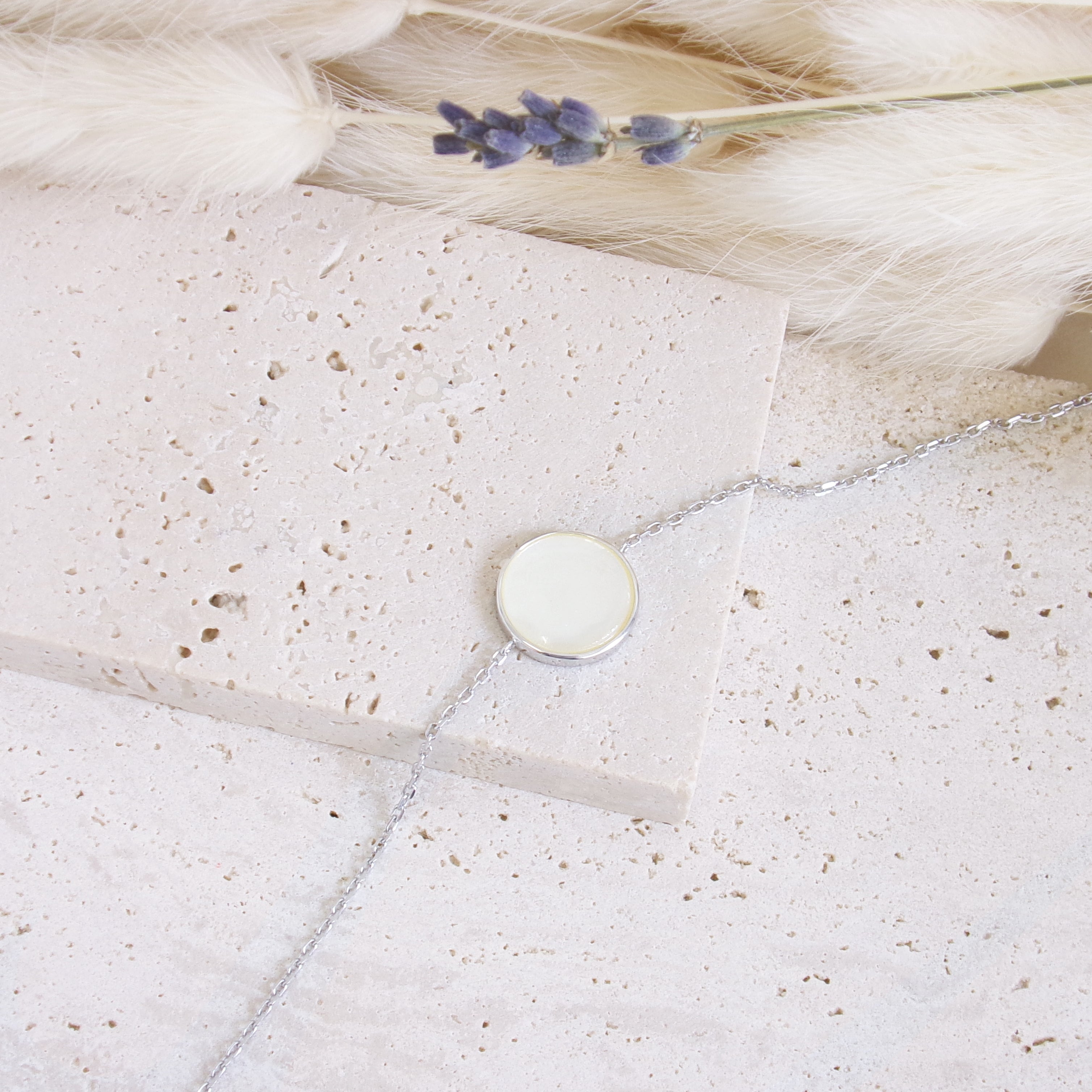 Suki bracelet 18cm mother-of-pearl medal 14mm silver to engrave