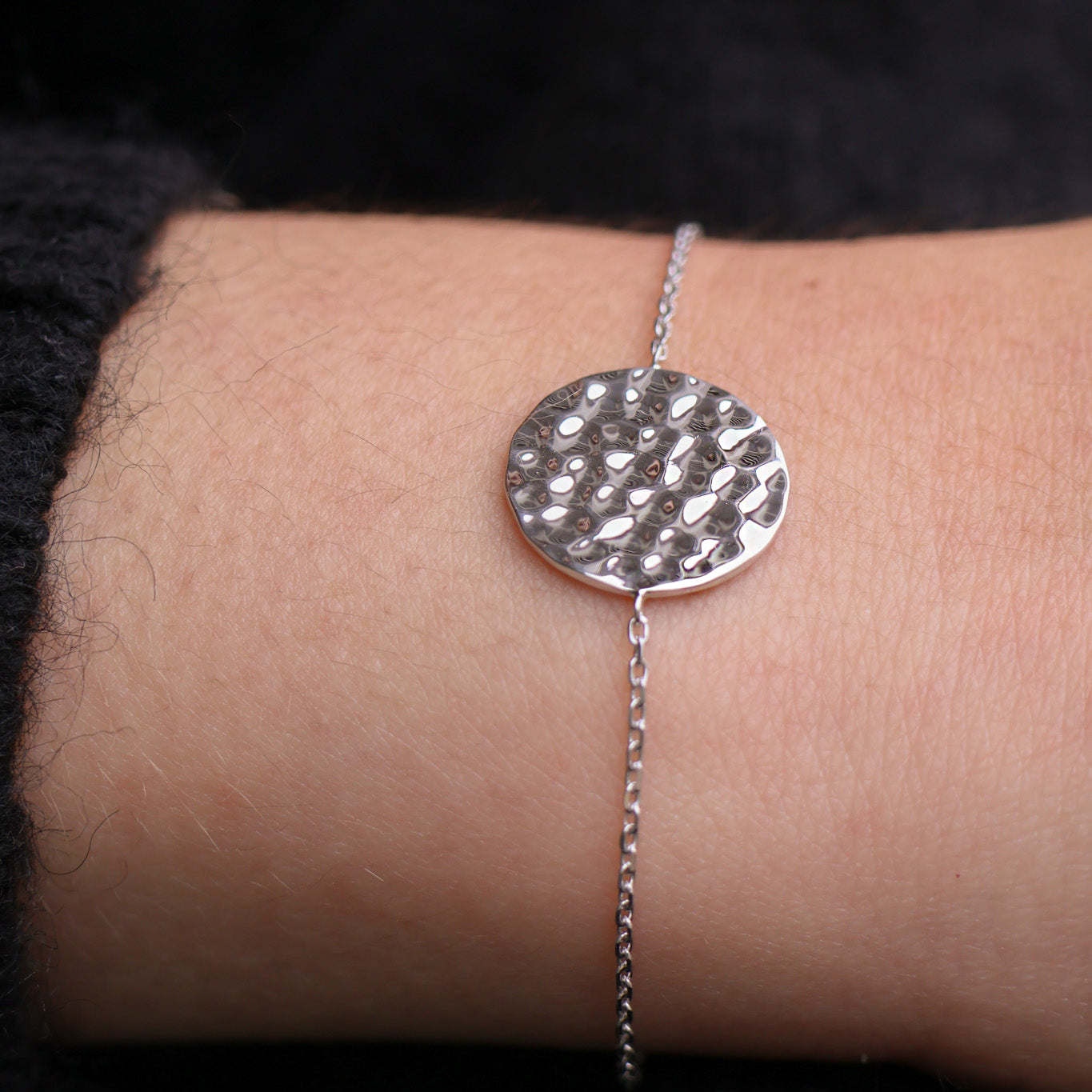 Sierra bracelet 18cm hammered medal sterling silver
