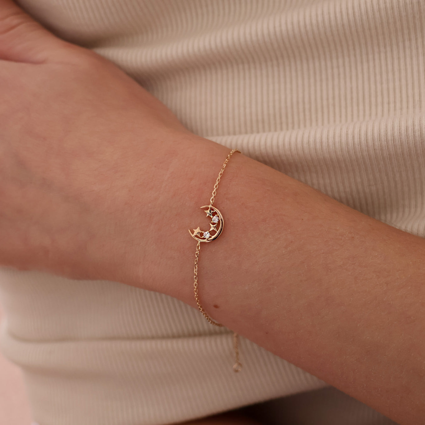 Isea chain bracelet 18cm sparkling moon gold-plated