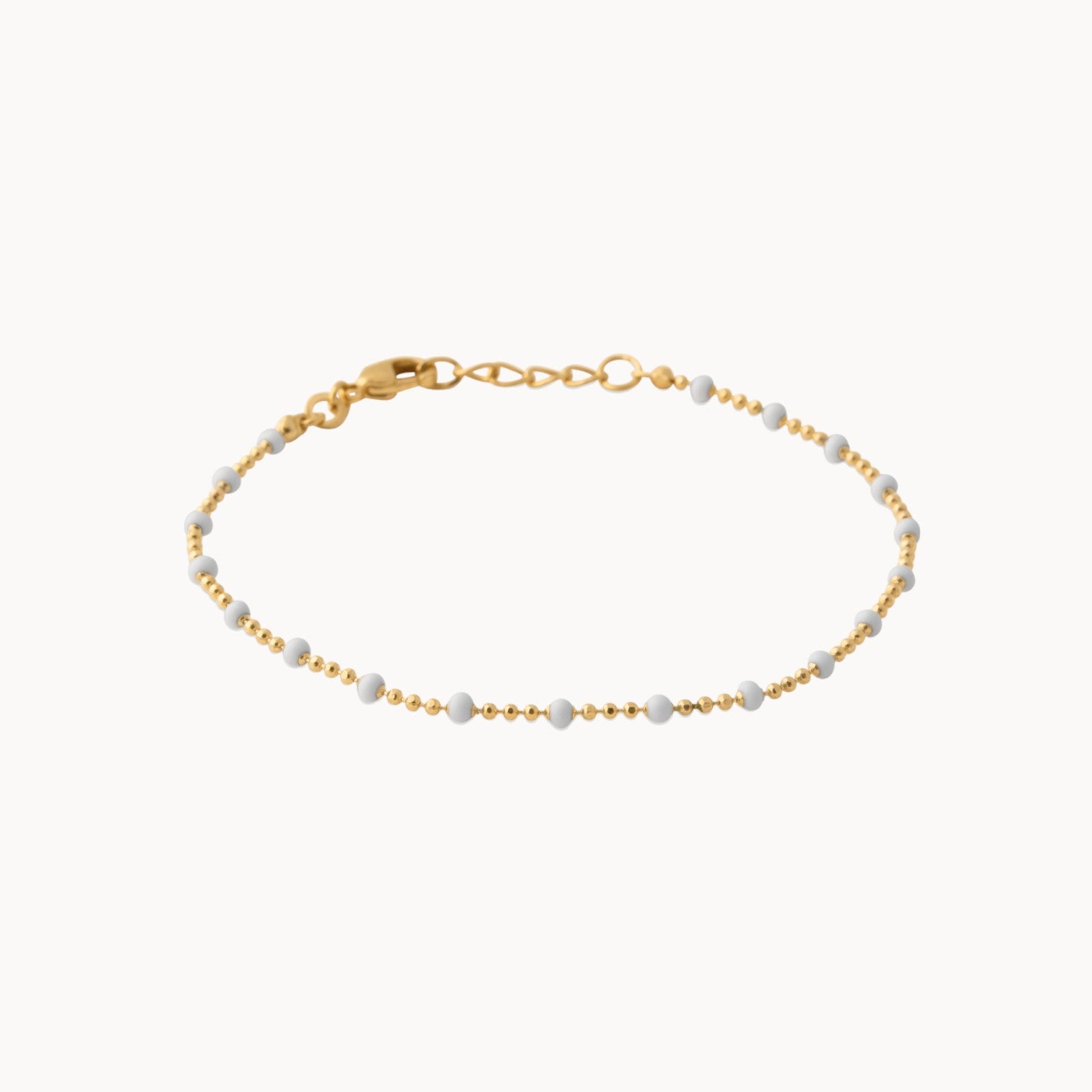 Almaria Bracelet 18cm white lacquered beads gold-plated