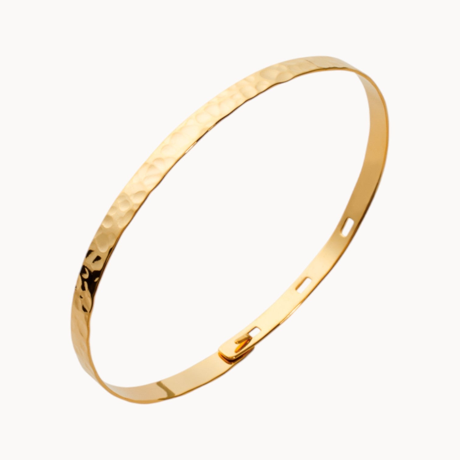 Nala bangle bracelet flat hammered adjustable gold-plated