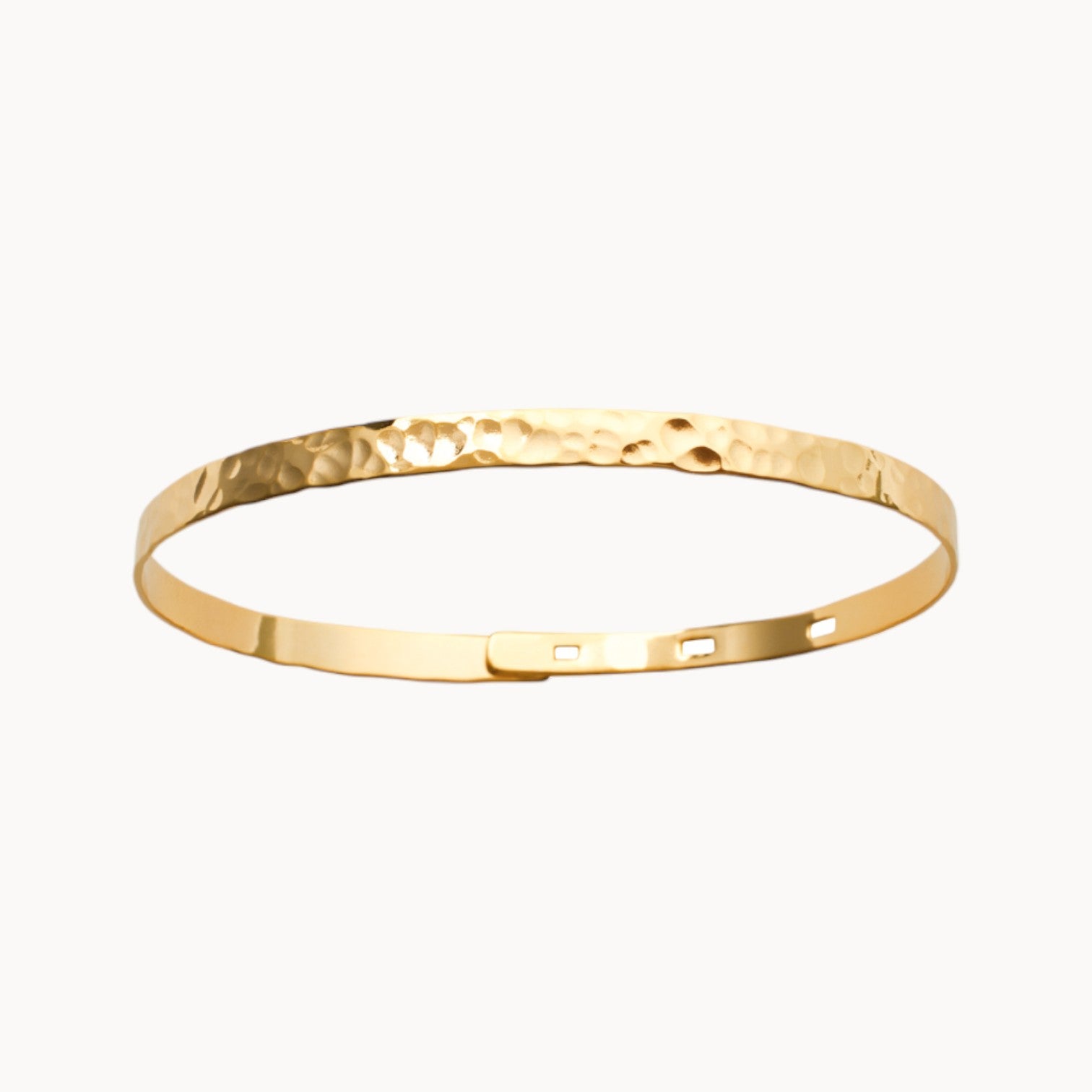 Nala bangle bracelet flat hammered adjustable gold-plated