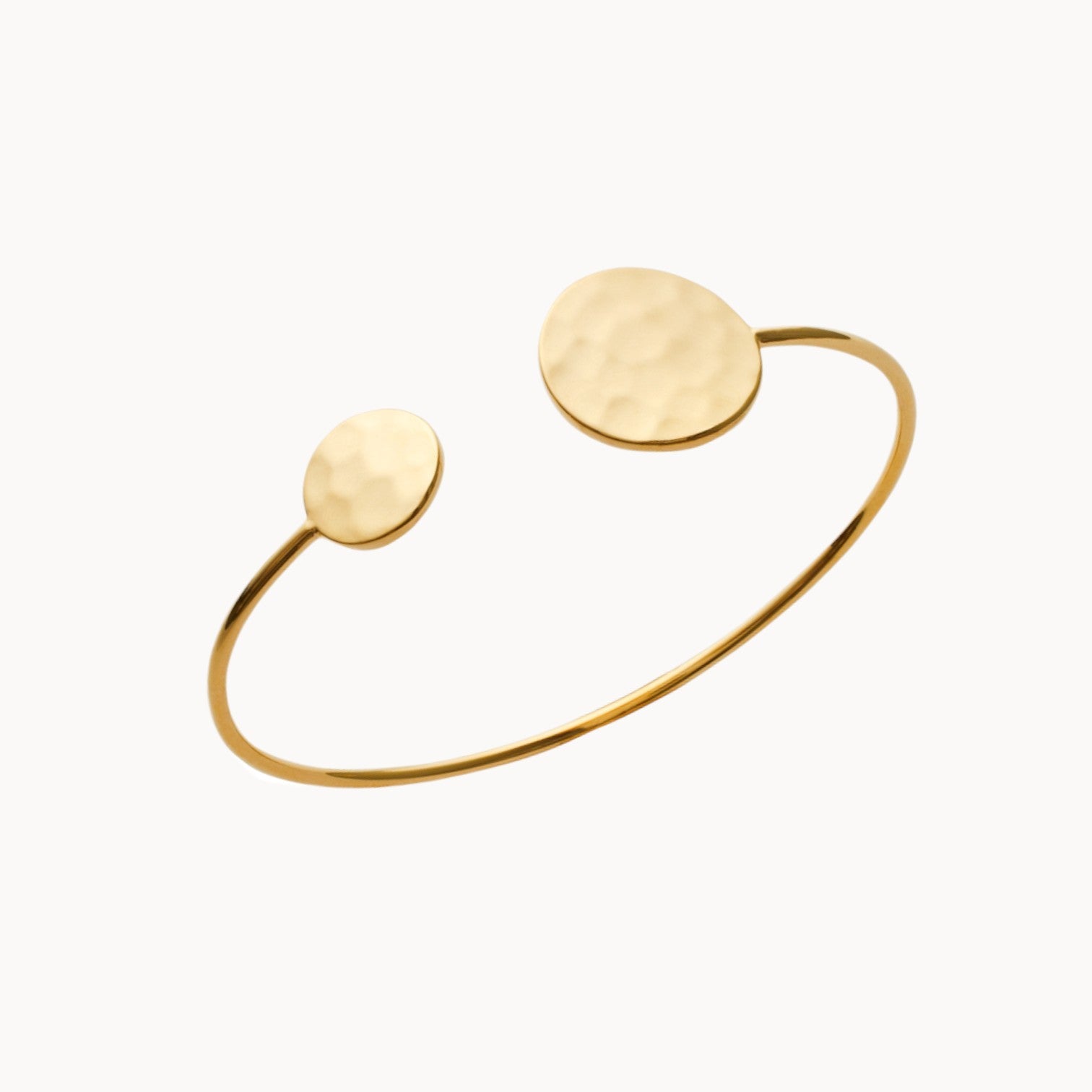Sierra open bangle bracelet hammered medals gold-plated