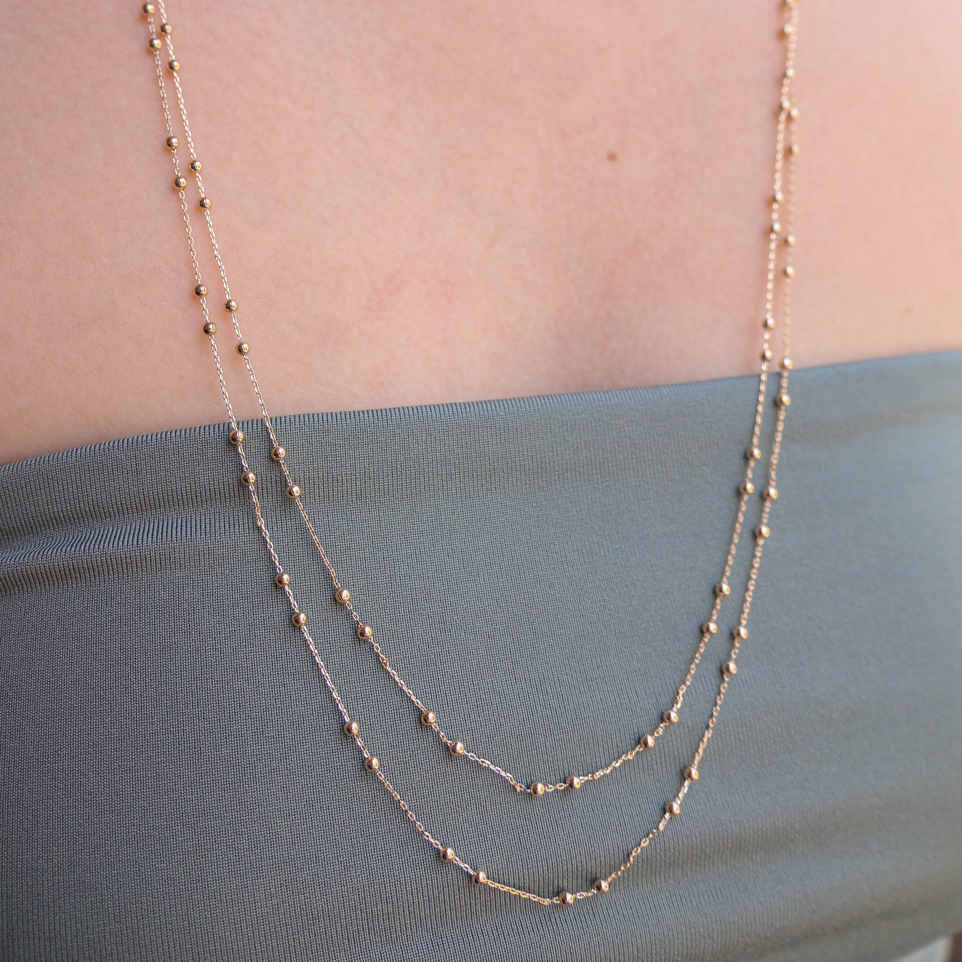Mikadi beaded chain necklace forcat stitch gold-plated