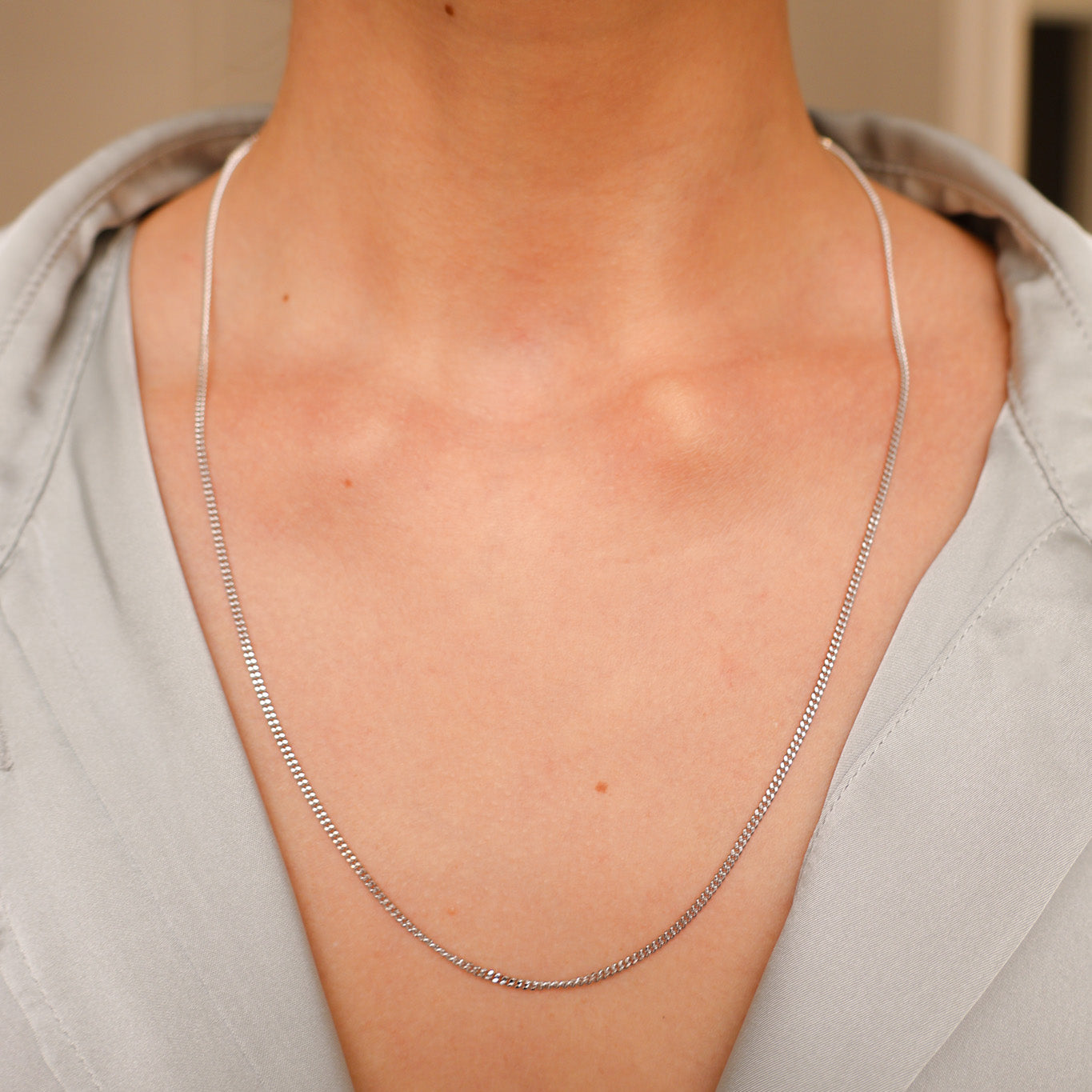 Curb chain stitch necklace sterling silver