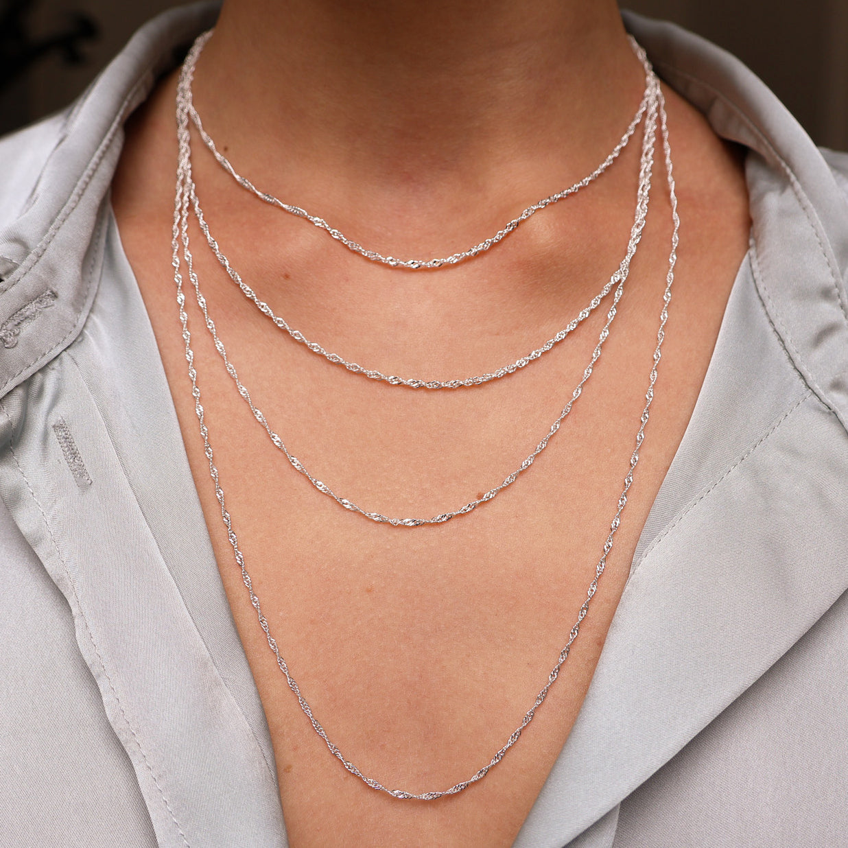 Singapore twisted chain sterling silver