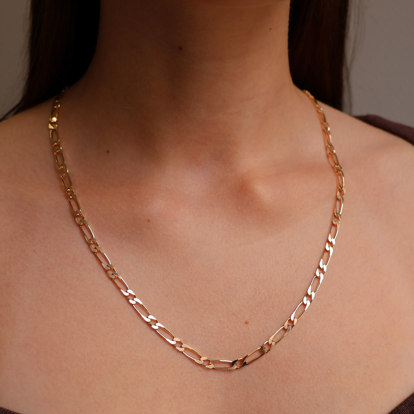 Figaro chain alternating mesh gold-plated