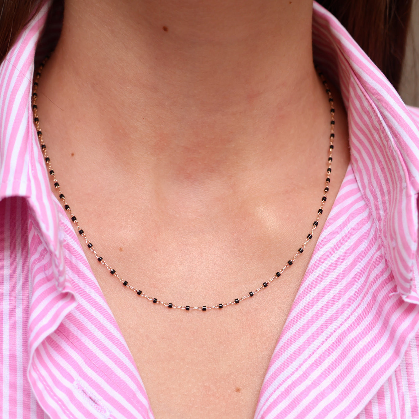 Amaya chain black Miyuki beads gold-plated