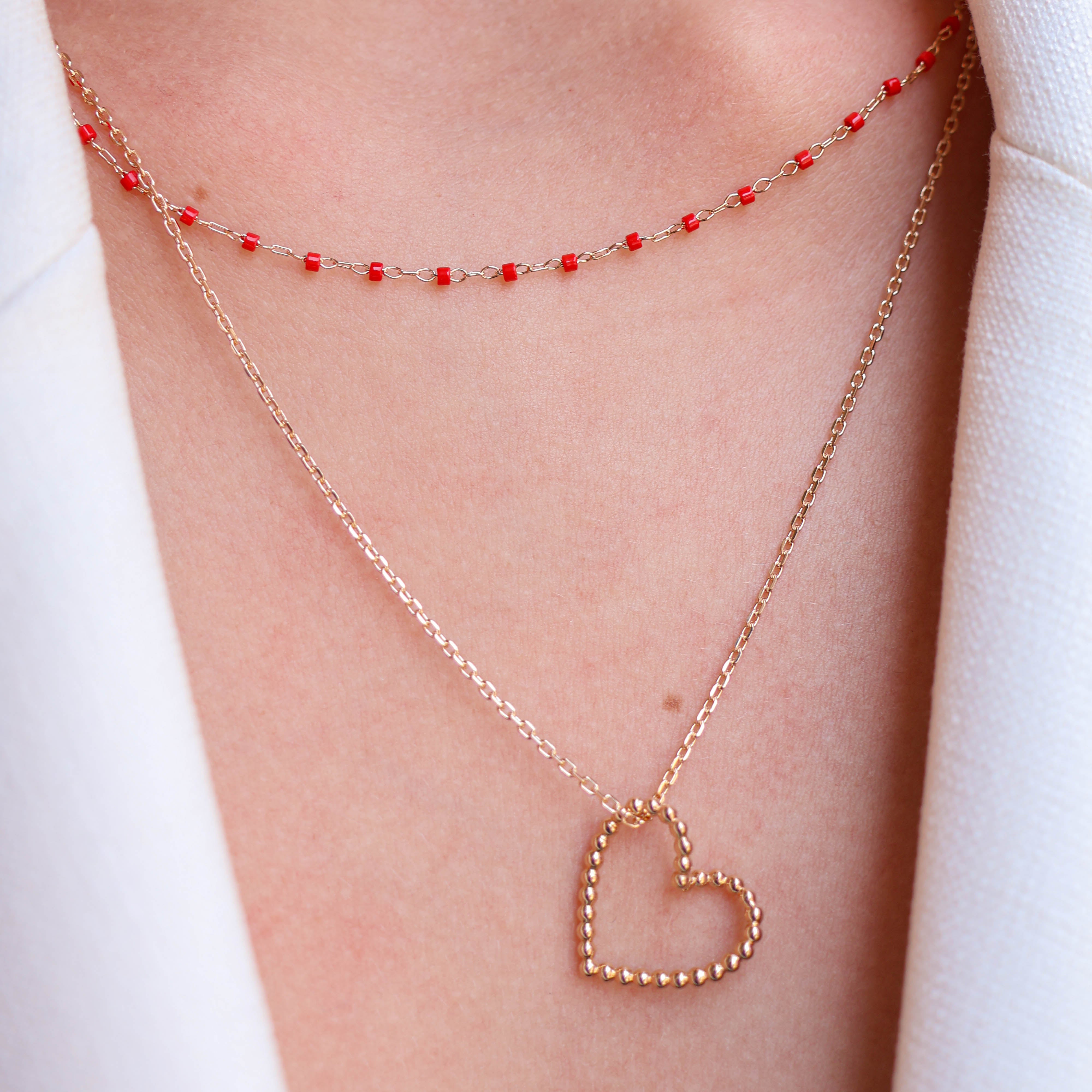 Amaya chain red Miyuki beads gold-plated