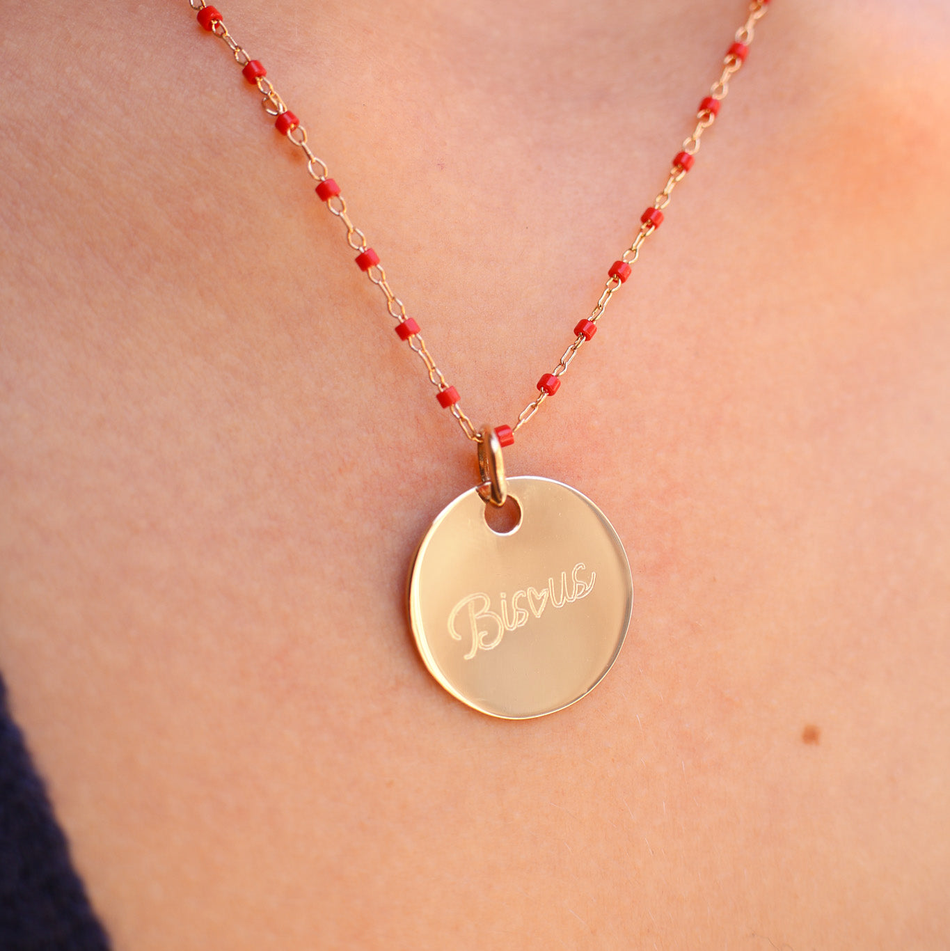 Amaya chain red Miyuki beads gold-plated