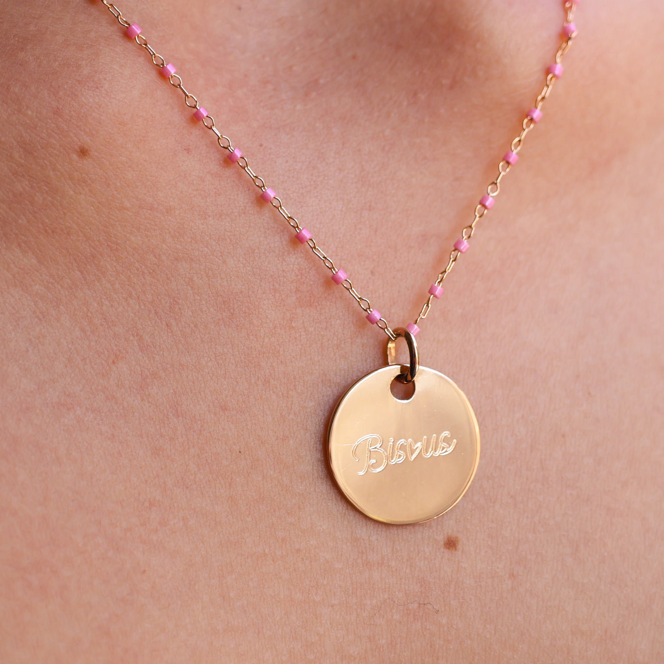 Amaya chain pink Miyuki beads gold-plated