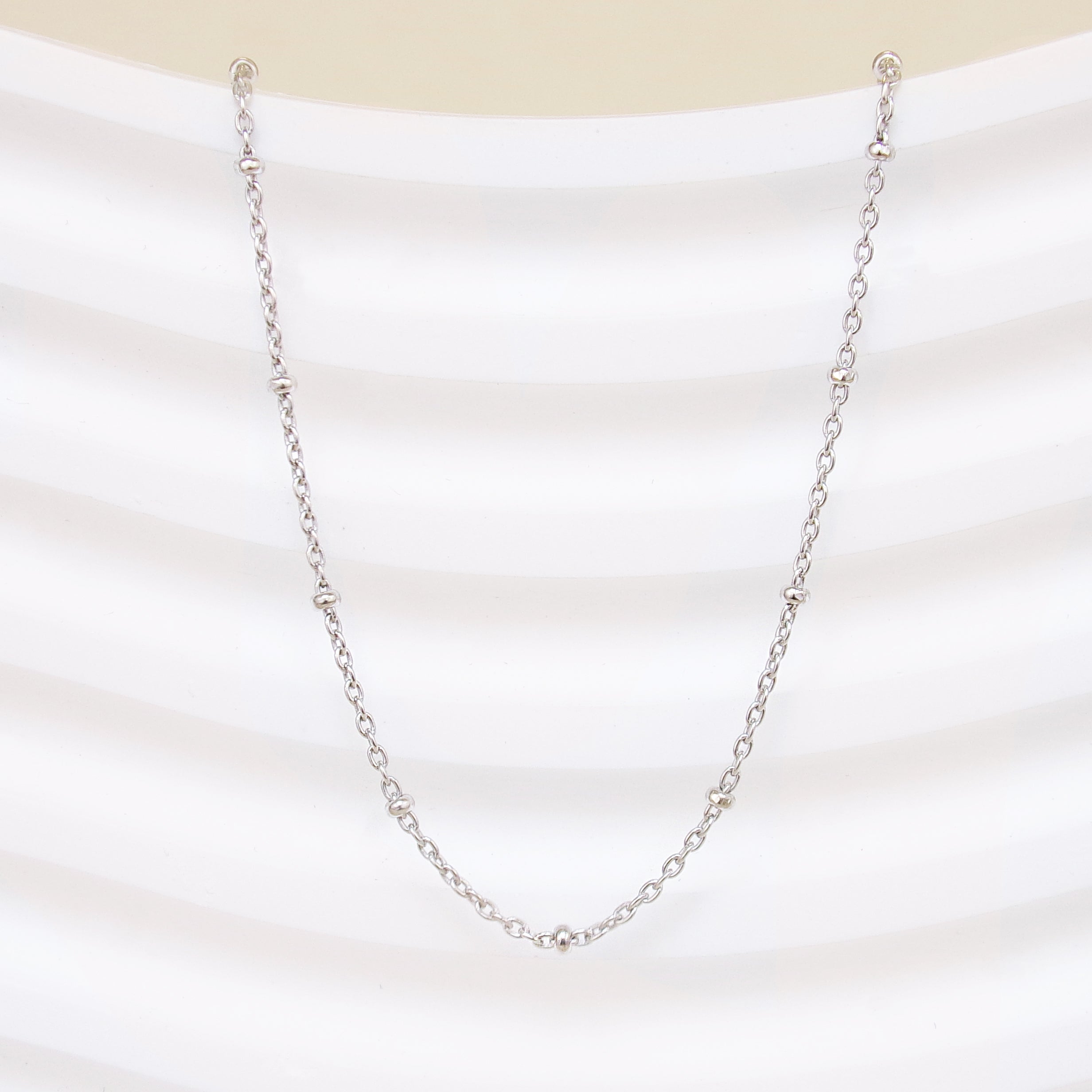 Ludmila chain 45cm beads forçat mesh sterling silver