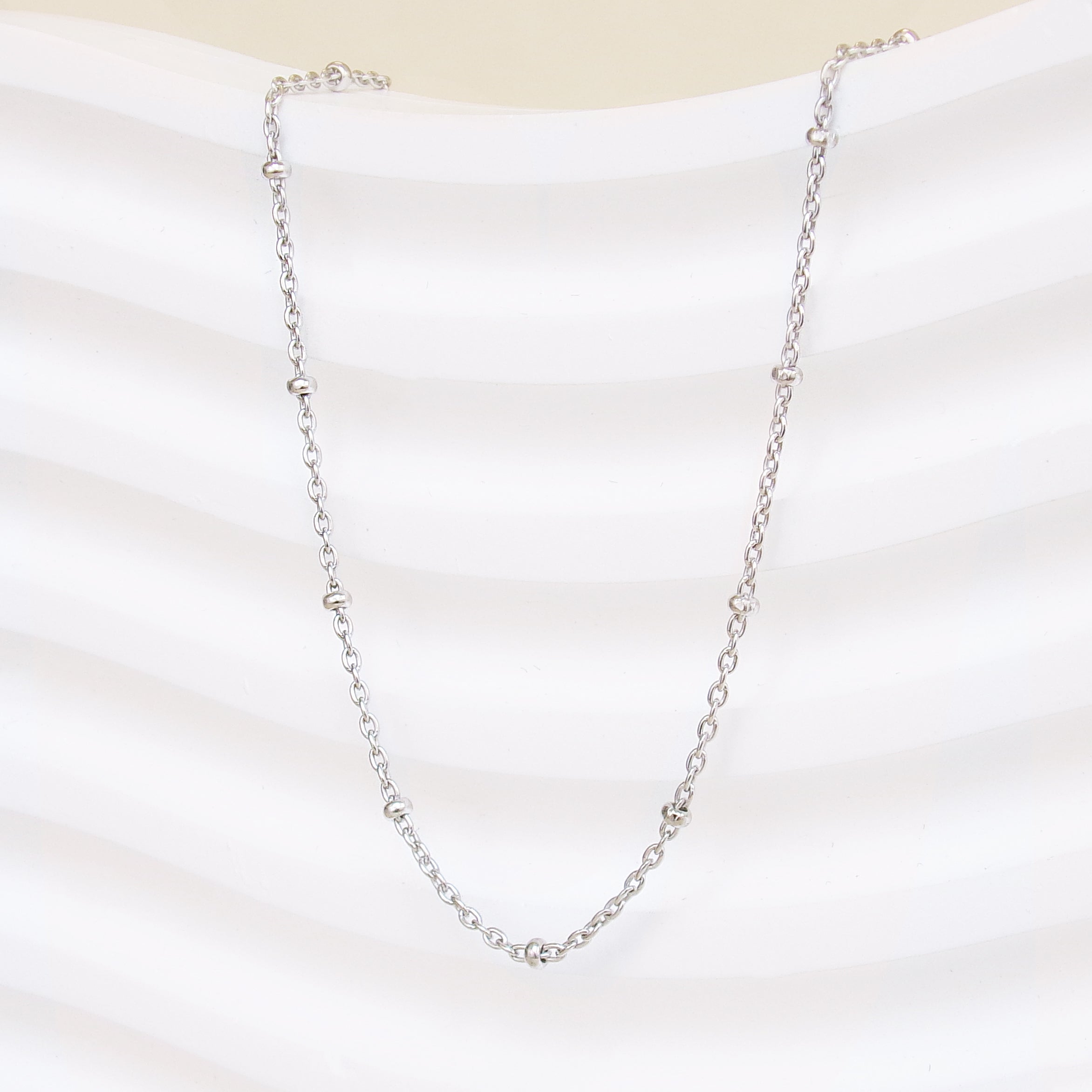 Ludmila chain 45cm beads forçat mesh sterling silver