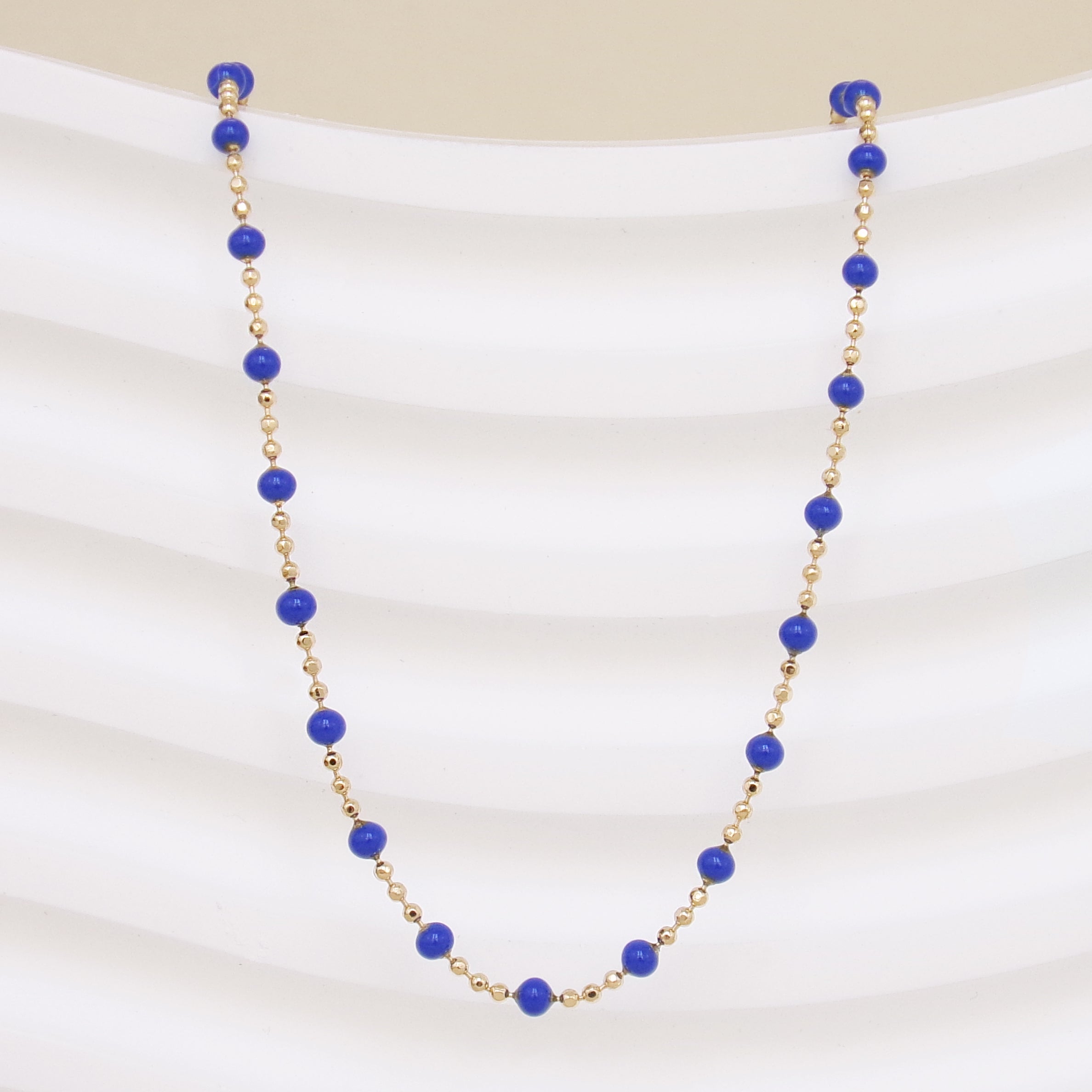 Almaria chain blue lacquered beads gold-plated
