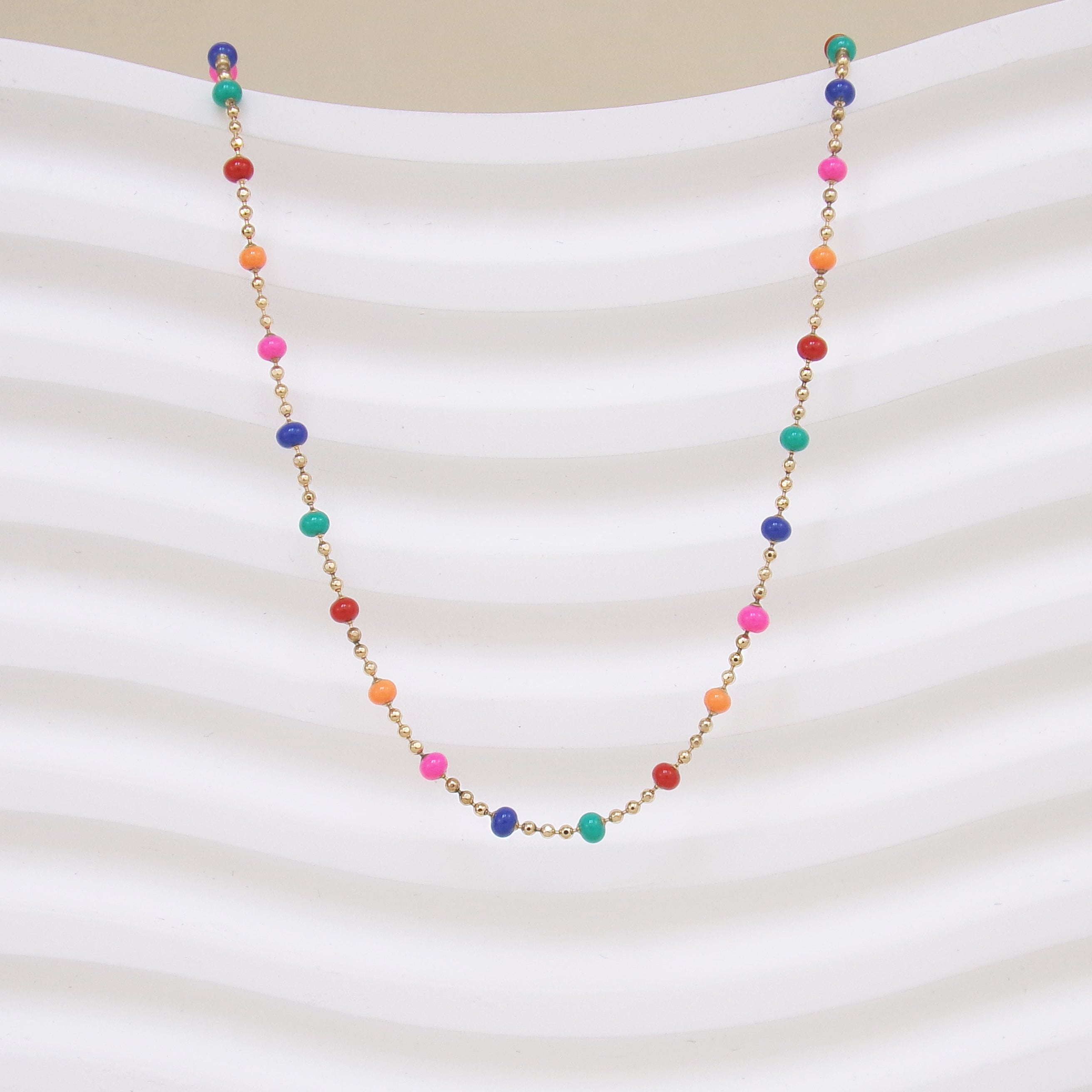 Almaria chain multicoloured lacquered beads gold-plated
