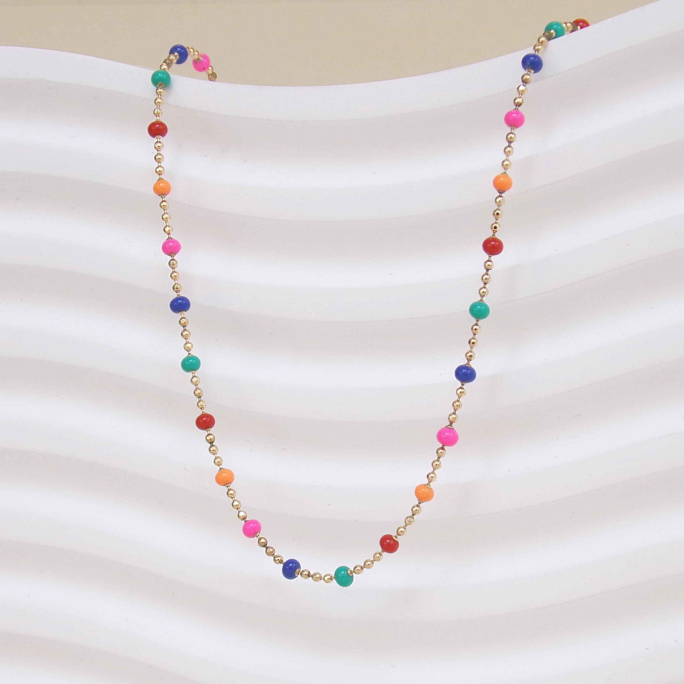 Almaria chain multicoloured lacquered beads gold-plated