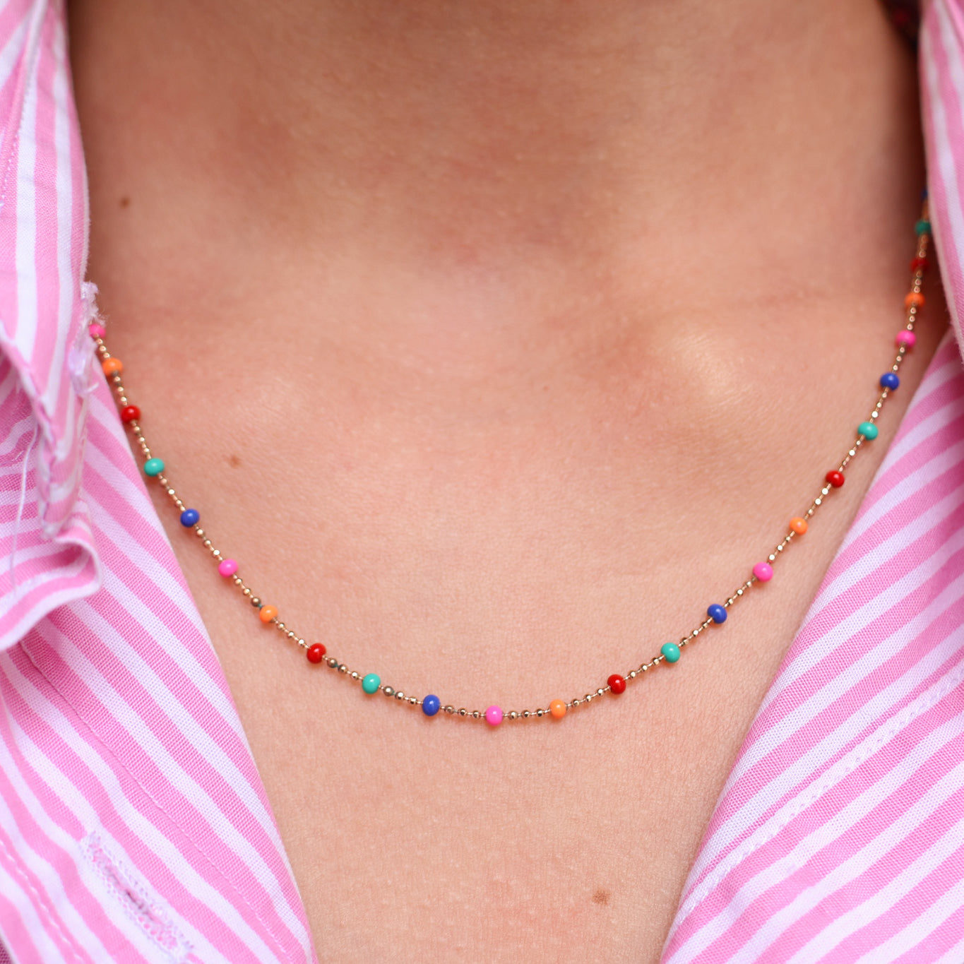 Almaria chain multicoloured lacquered beads gold-plated