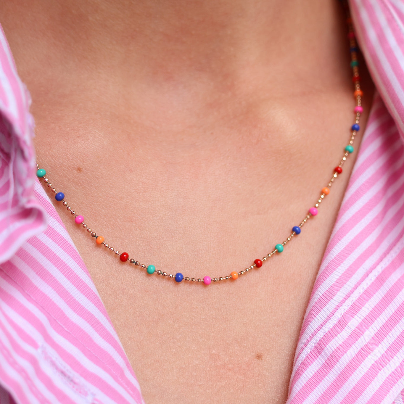 Almaria chain multicoloured lacquered beads gold-plated