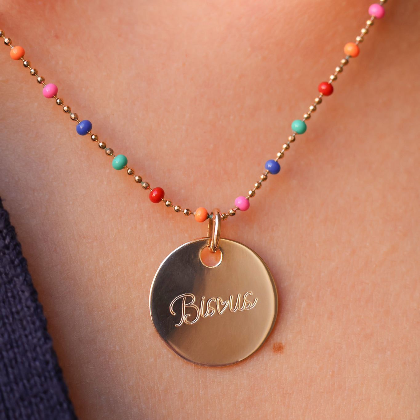 Almaria chain multicoloured lacquered beads gold-plated