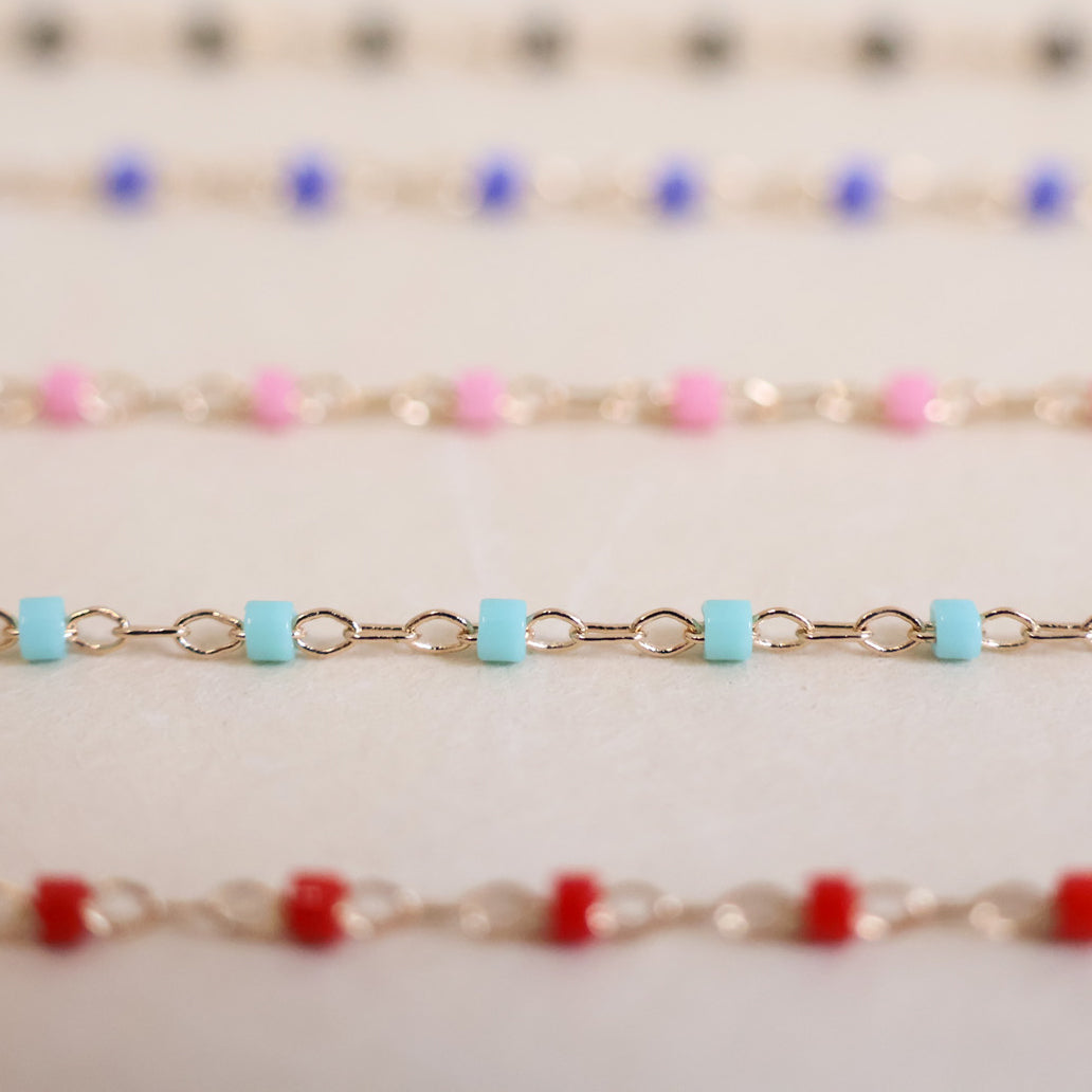 Chaîne Amaya perles Miyuki vertes plaqué or