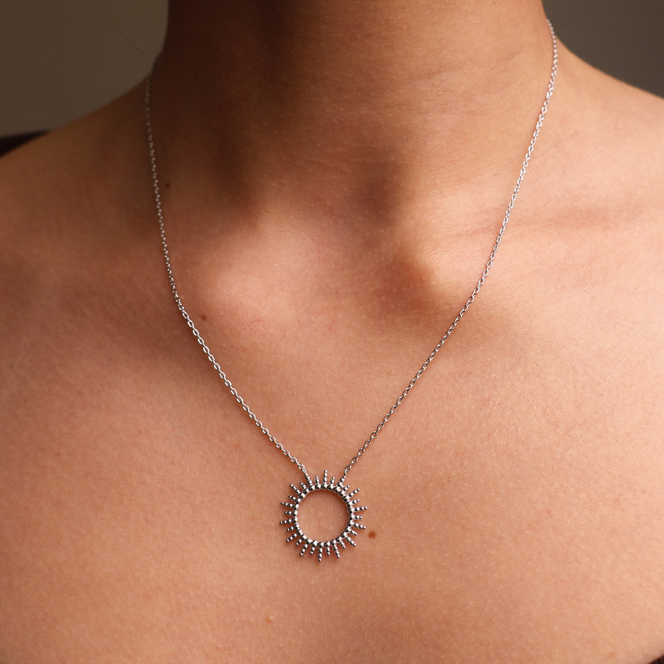 Bright silver sun Moanda necklace