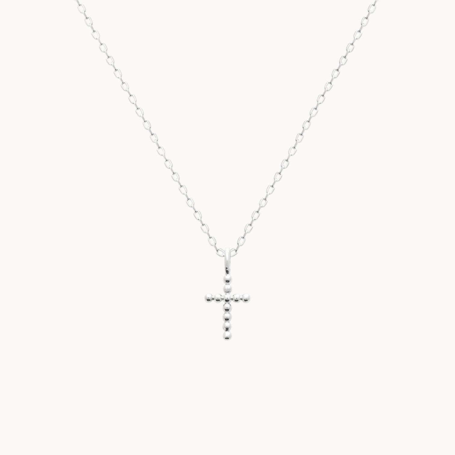 Silver bead cross Fara necklace