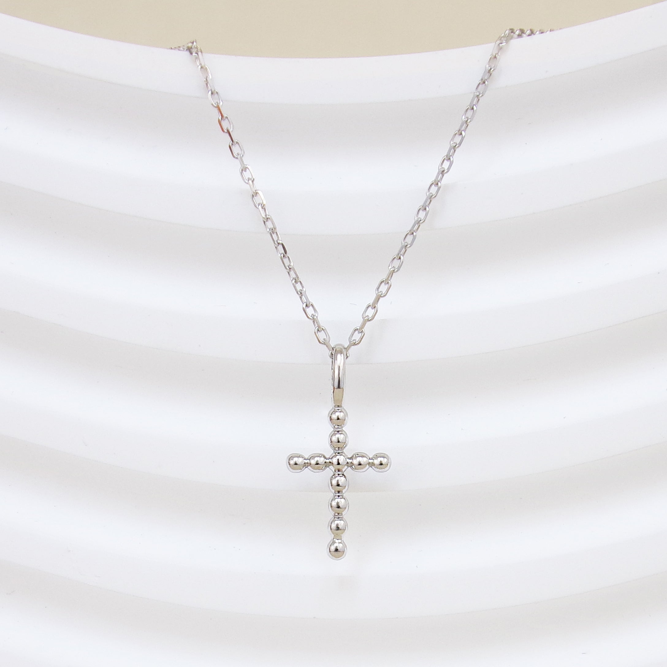 Silver bead cross Fara necklace