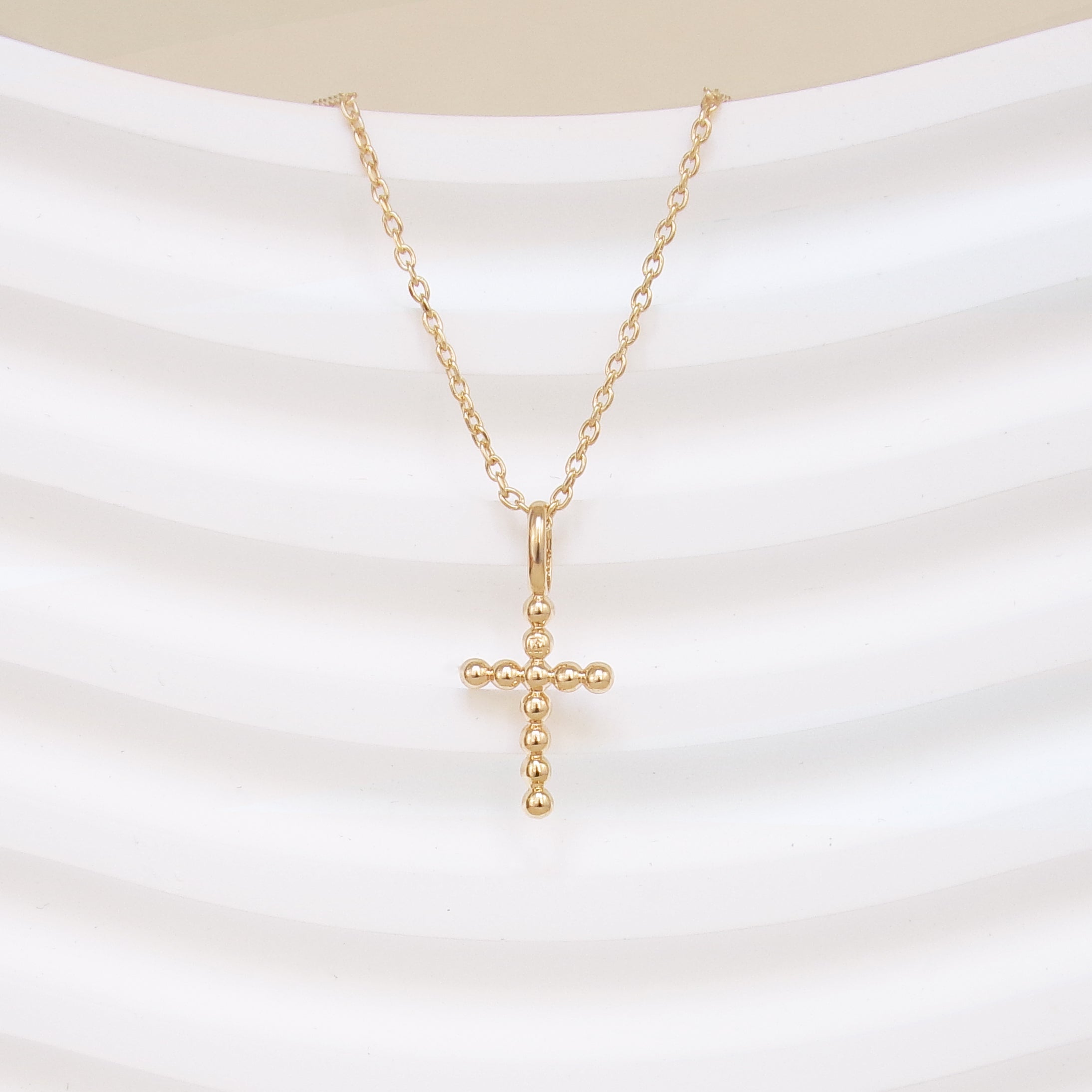 Gold-plated ball cross Fara necklace