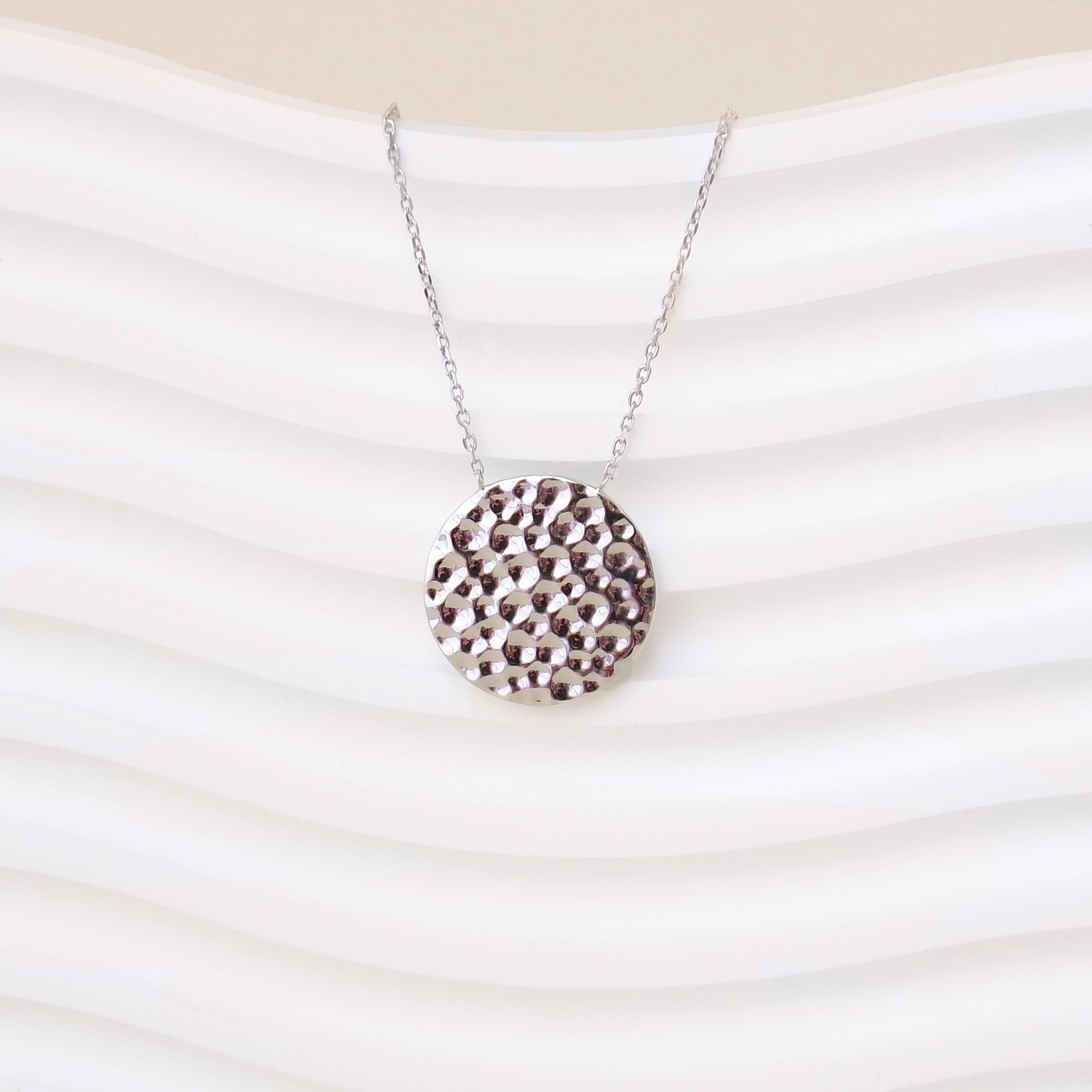 Sierra necklace hammered medal sterling silver