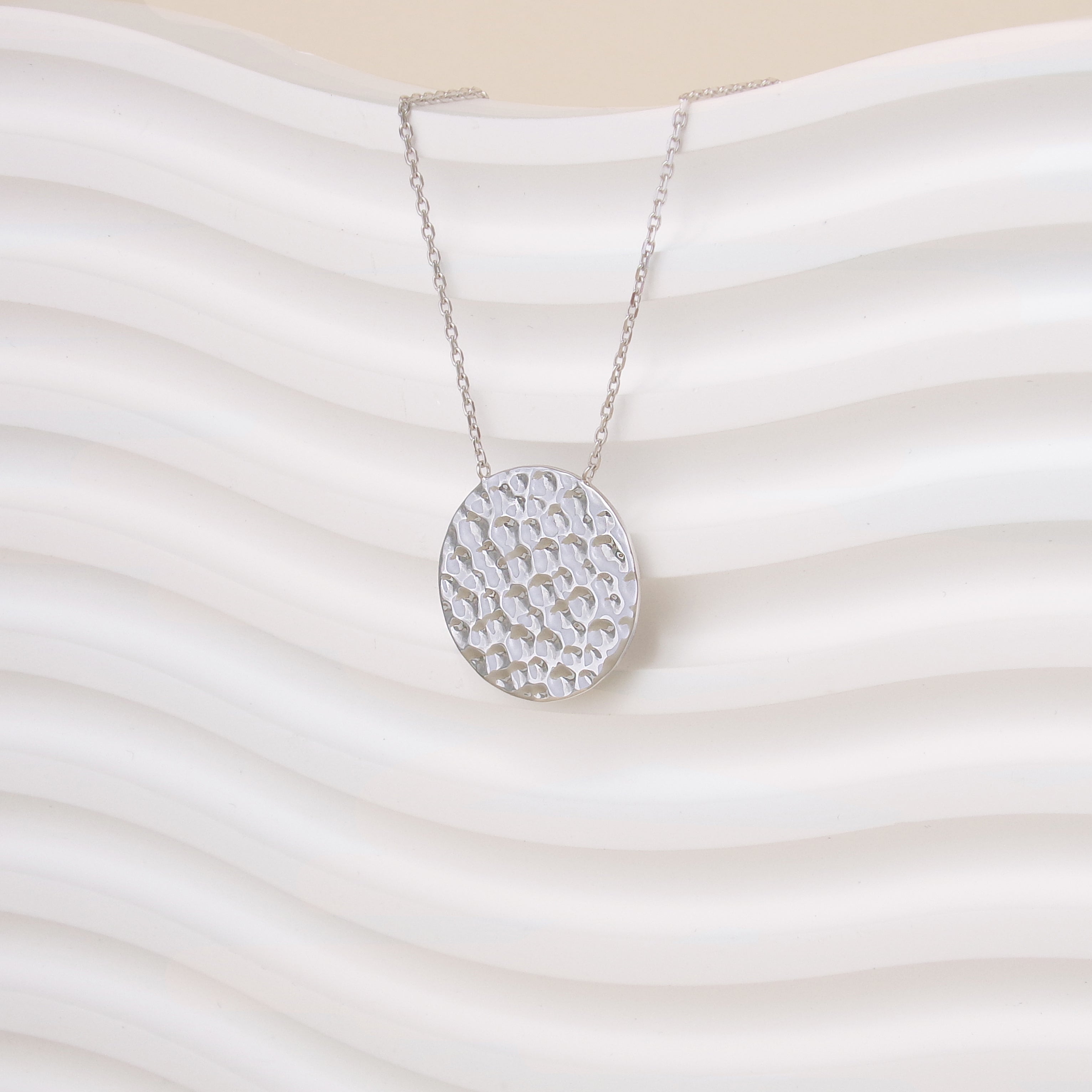 Sierra necklace hammered medal sterling silver