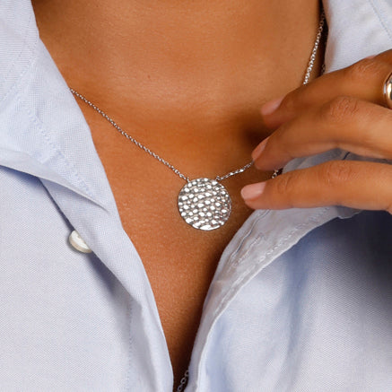 Sierra necklace hammered medal sterling silver
