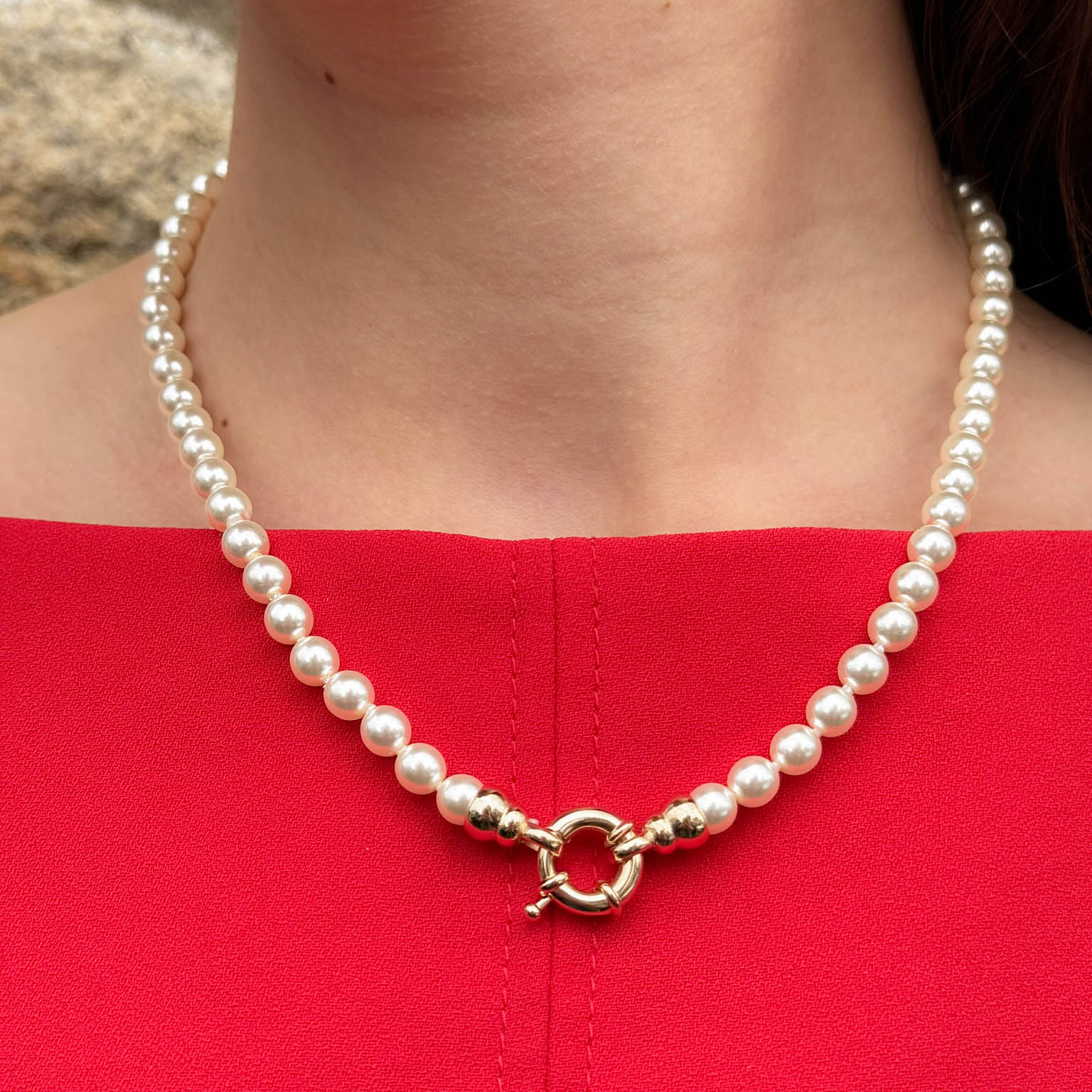 Gold-plated Majorca pearl Sakura necklace