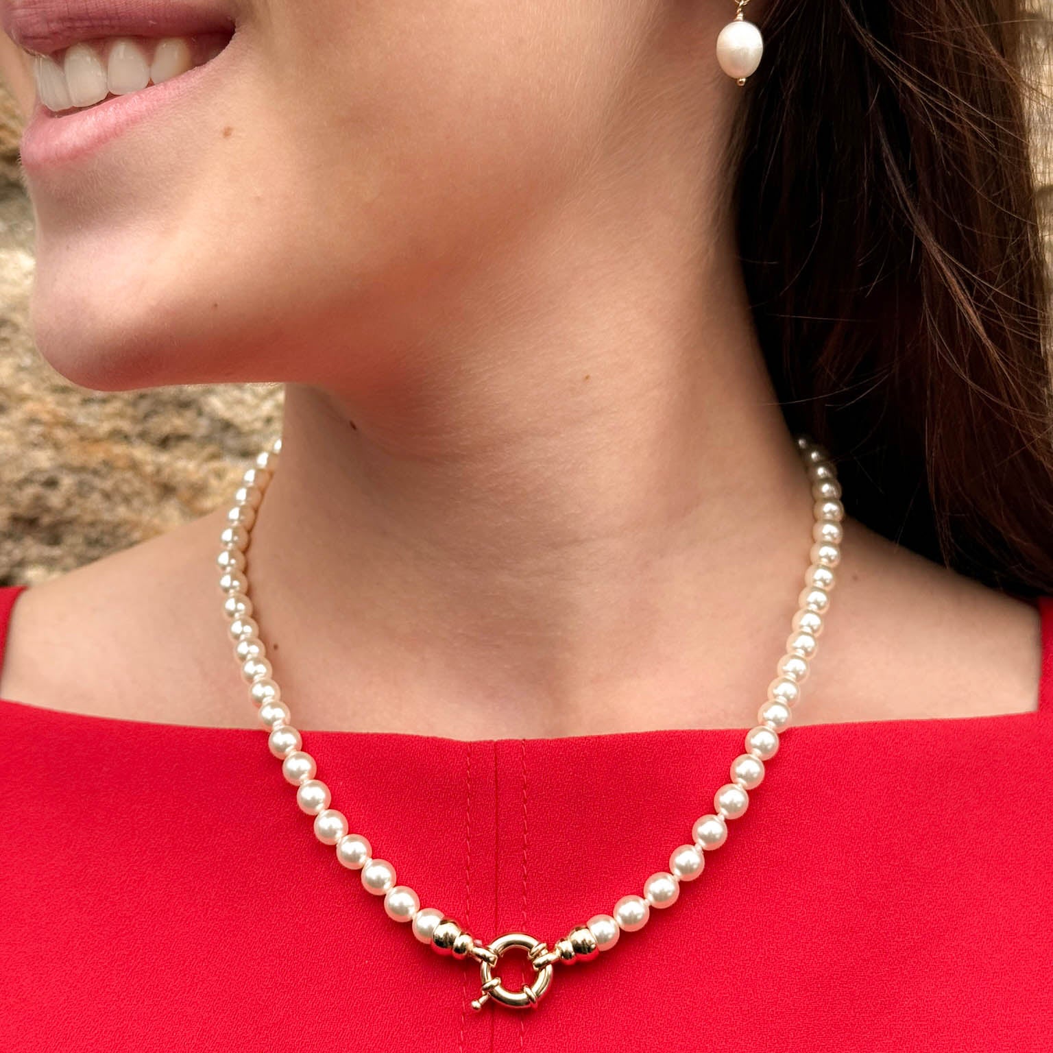 Gold-plated Majorca pearl Sakura necklace