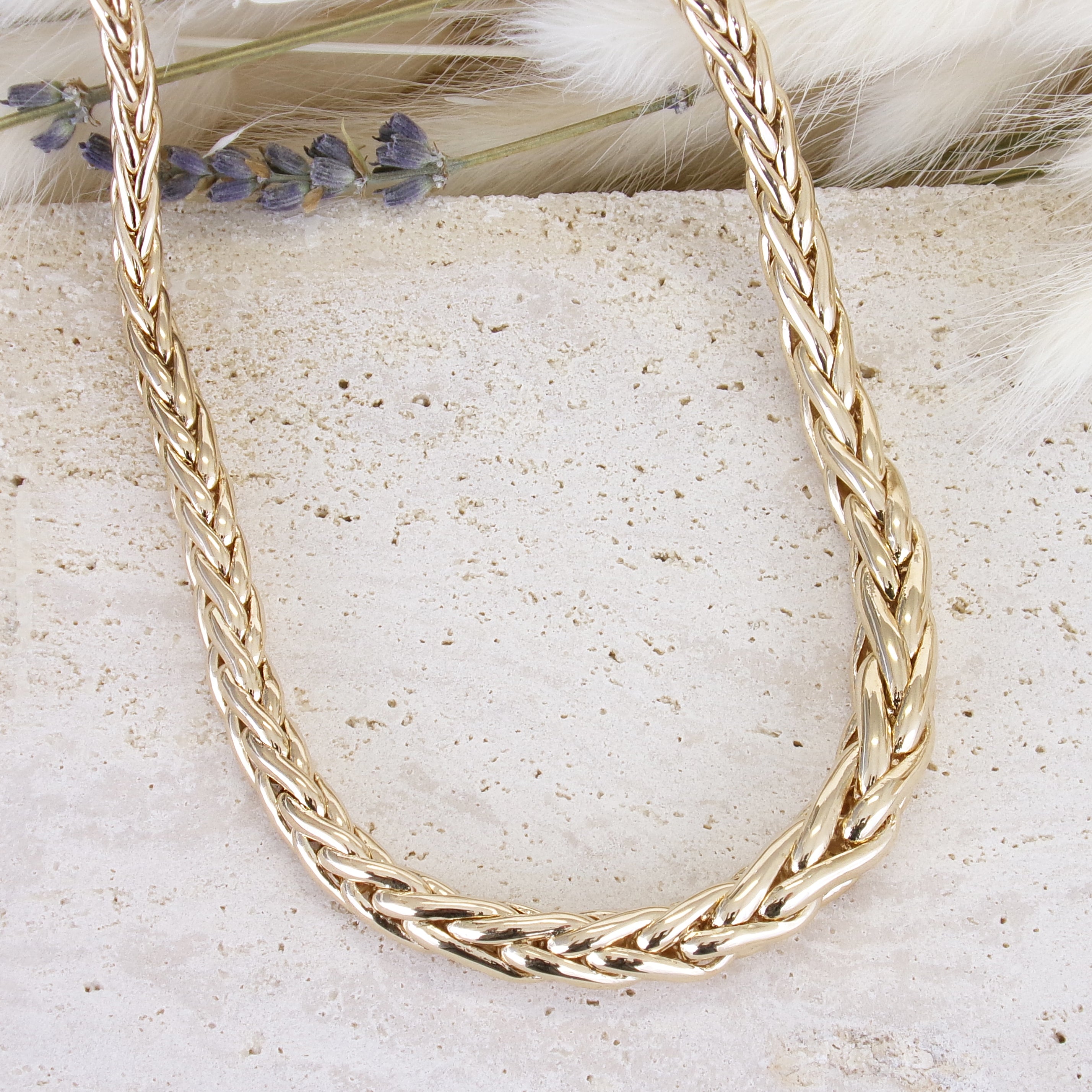 Gold-plated palm tree mesh Séléna necklace