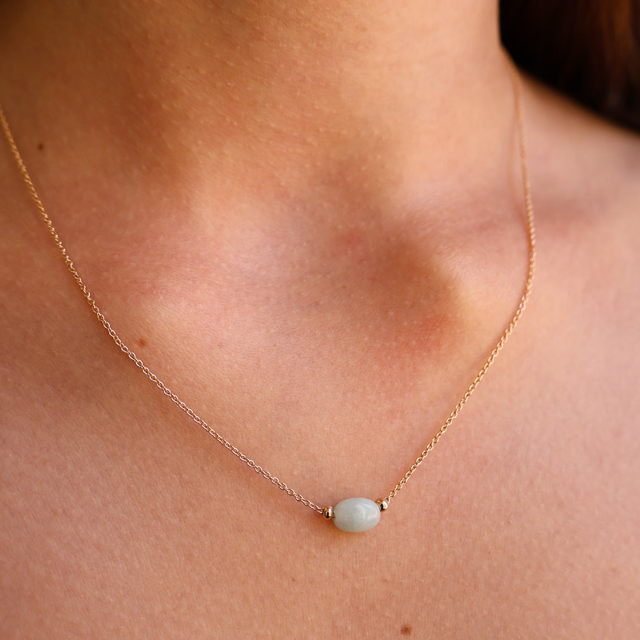 Gold Plated Amazonite Birthstone Cora Necklace