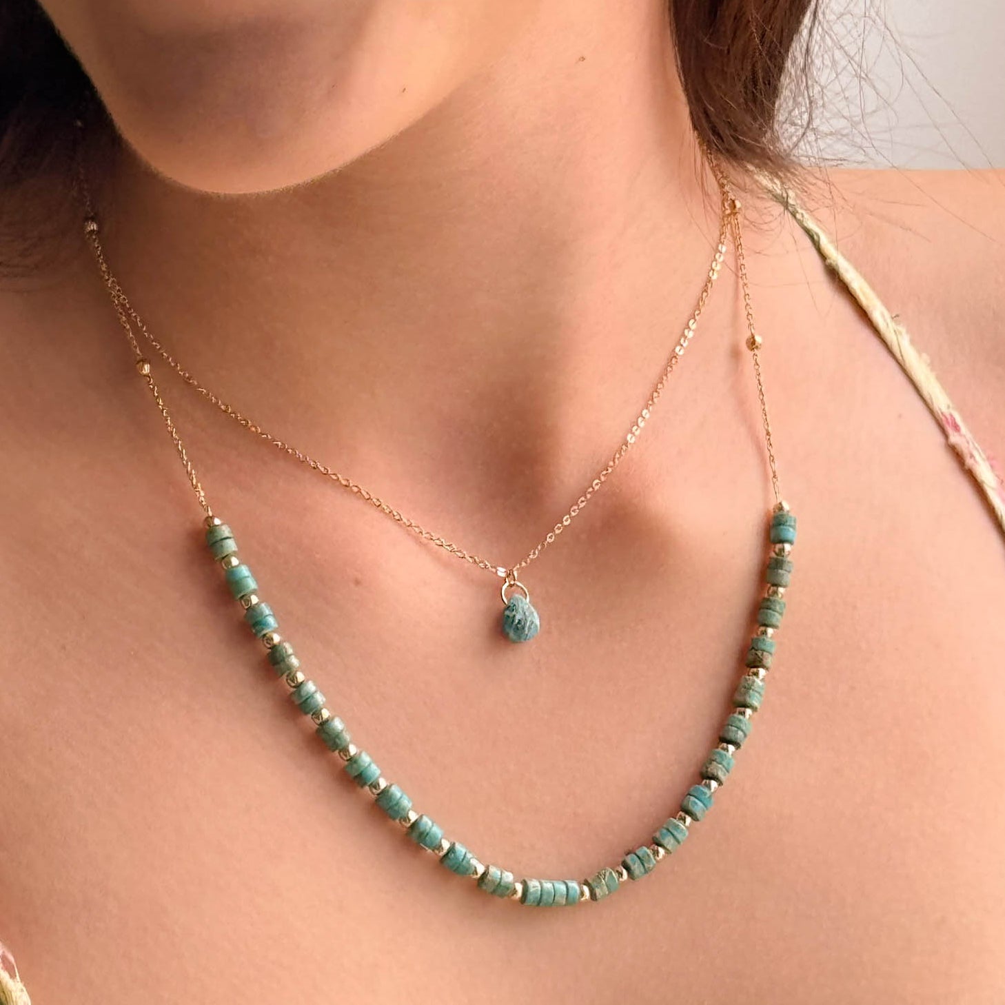 Gold-plated blue jasper stone Gaia necklace