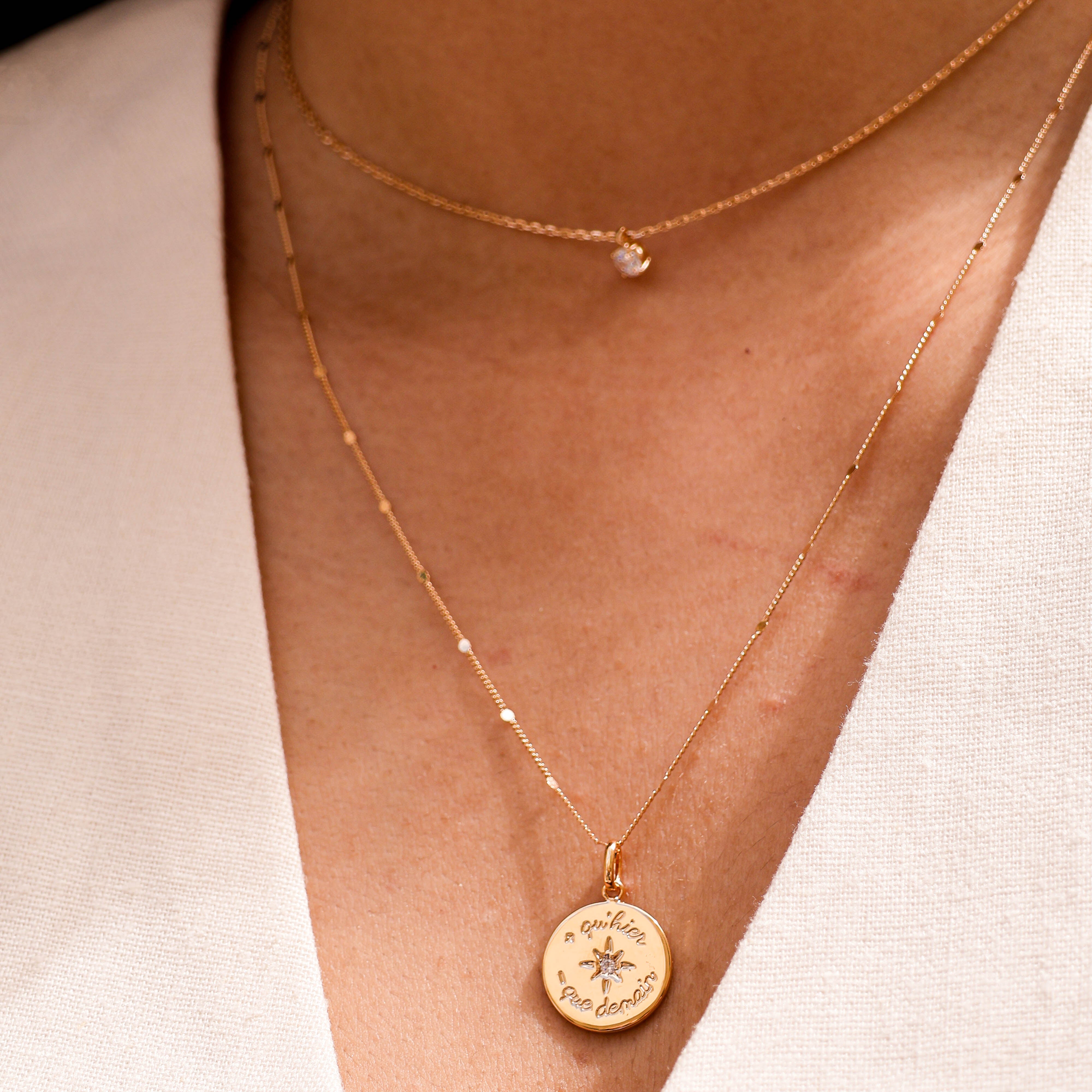 Gold-plated zirconium oxide stone Fina necklace