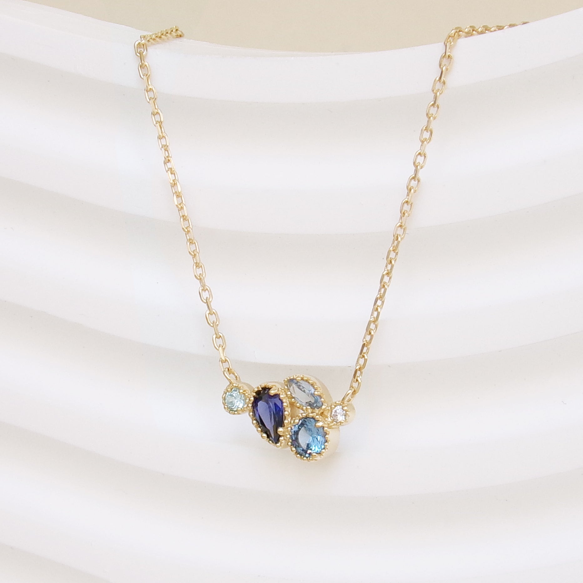 Anya chain necklace blue zircons gold-plated